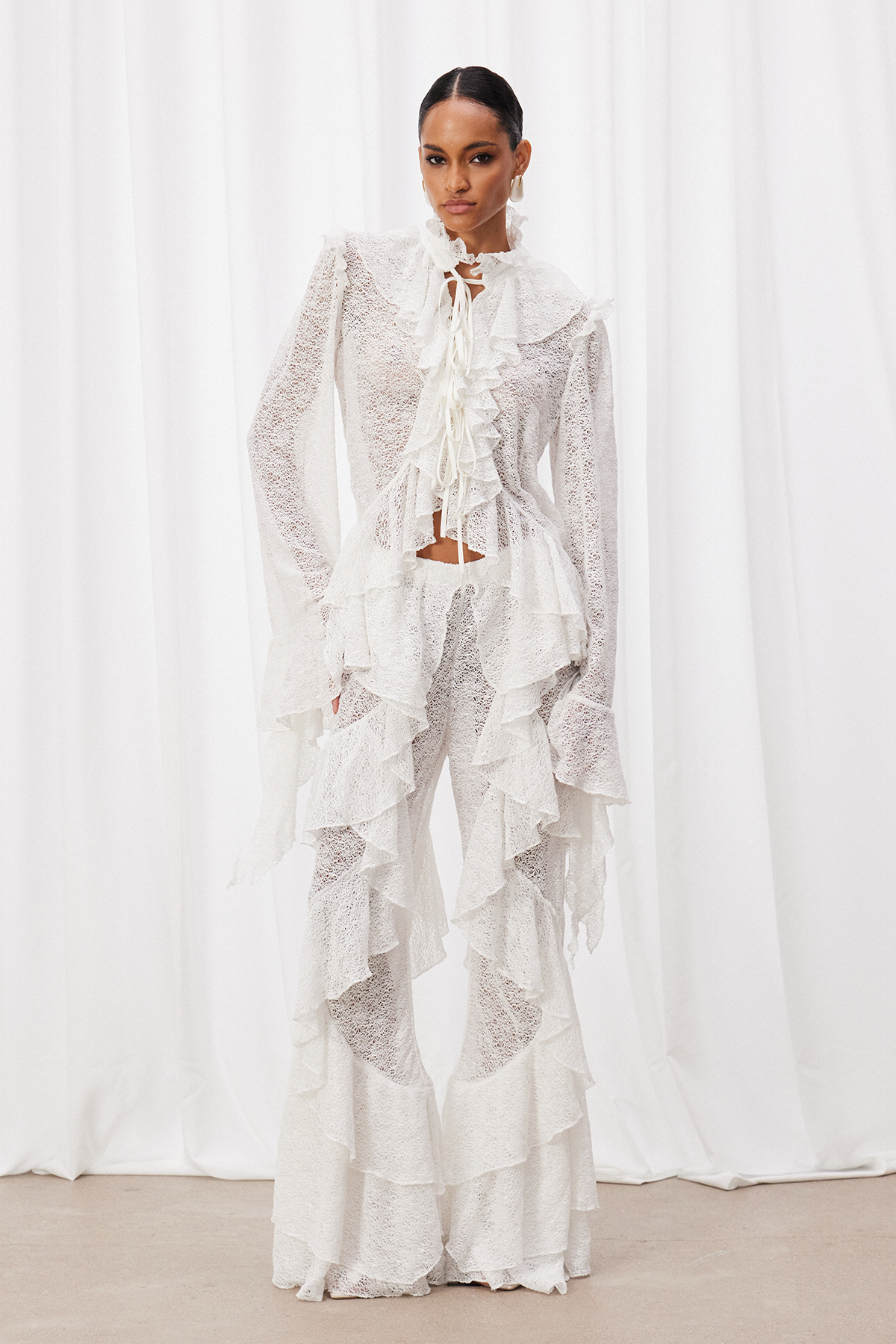 Cirila Long Sleeve Ruffle Pants Set