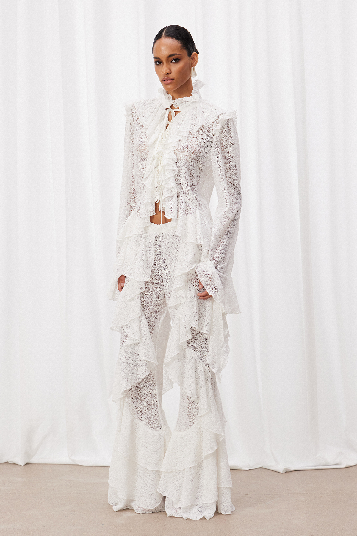 Cirila Long Sleeve Ruffle Pants Set