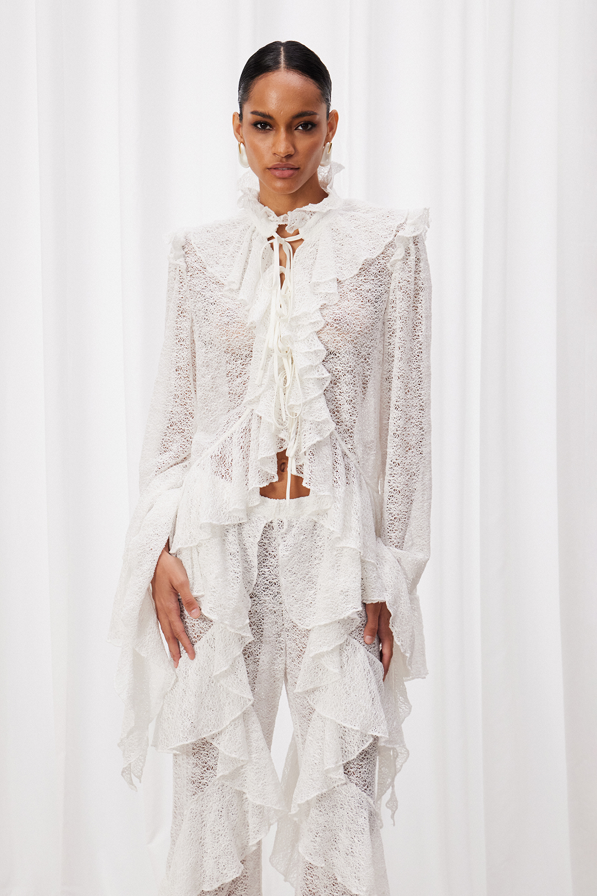 Cirila Long Sleeve Ruffle Pants Set