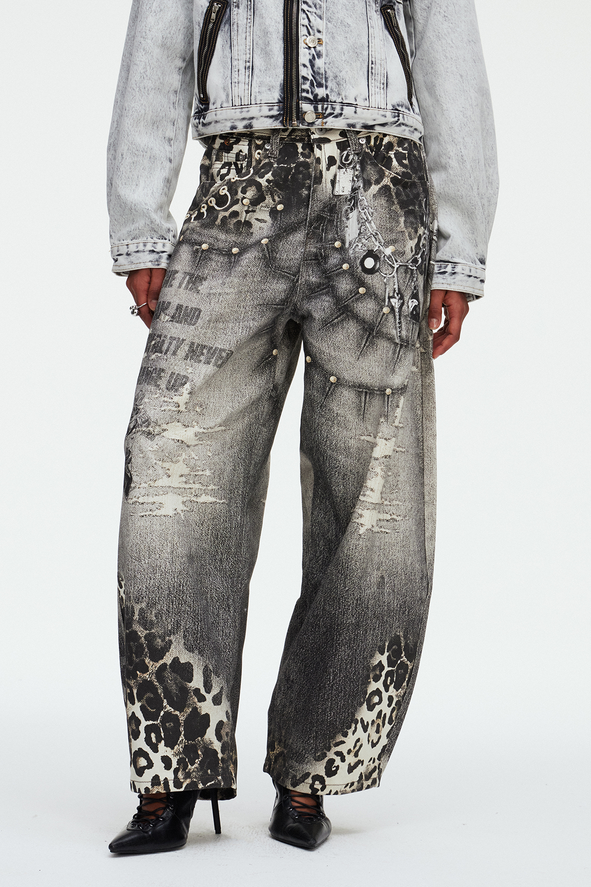 Citlali Print Leopard Baggy Jeans