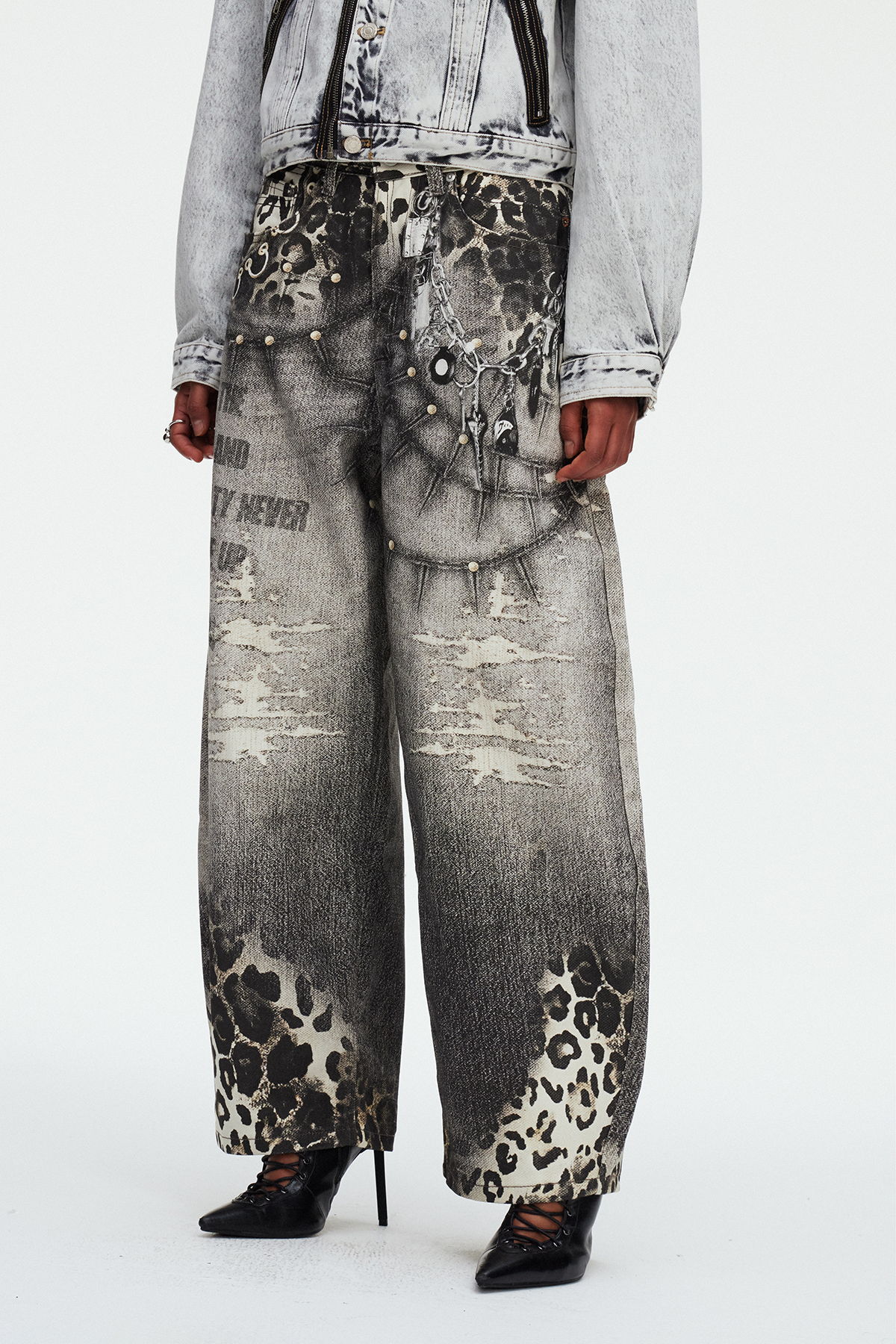 Citlali Print Leopard Baggy Jeans