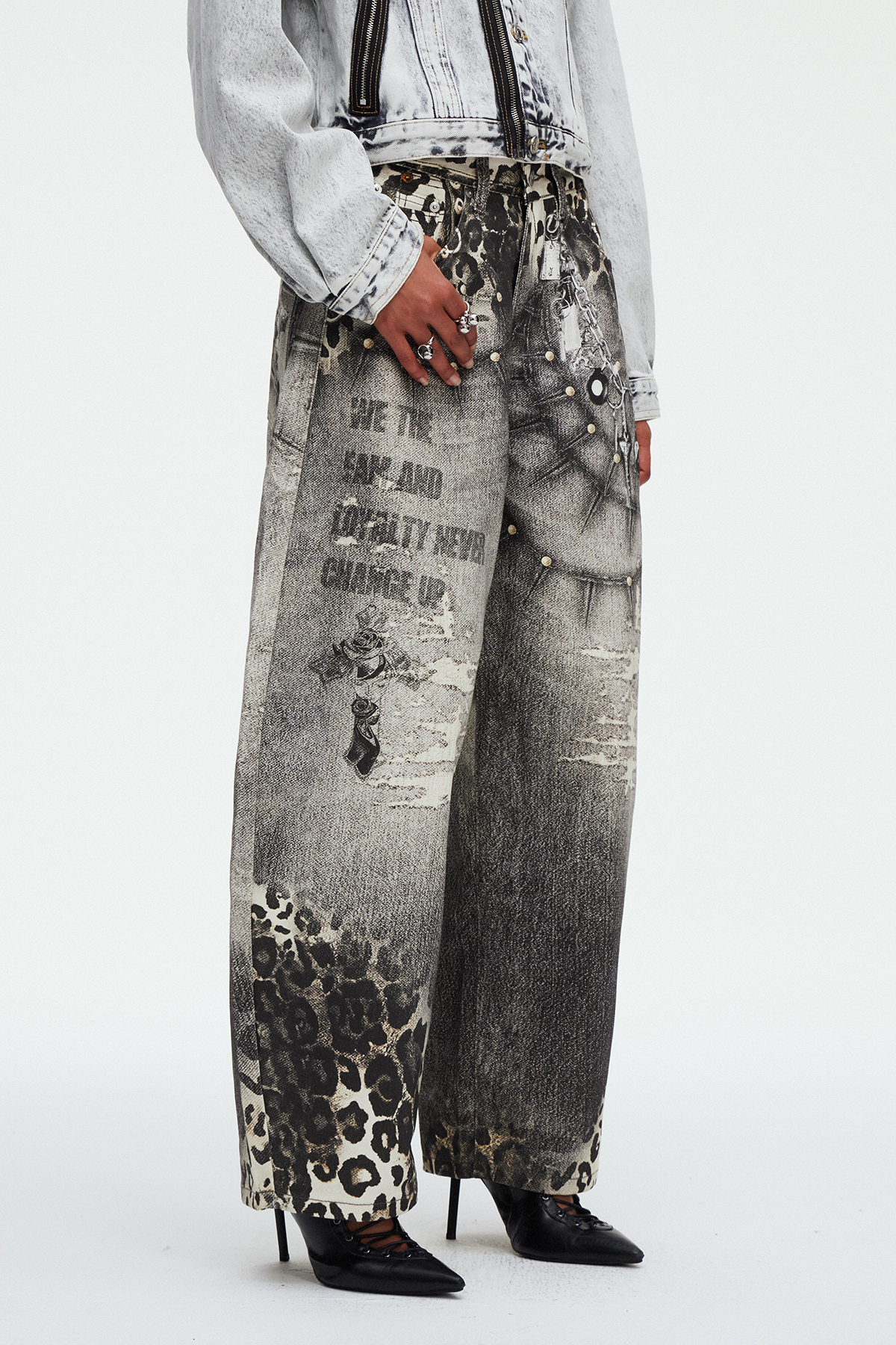 Citlali Print Leopard Baggy Jeans