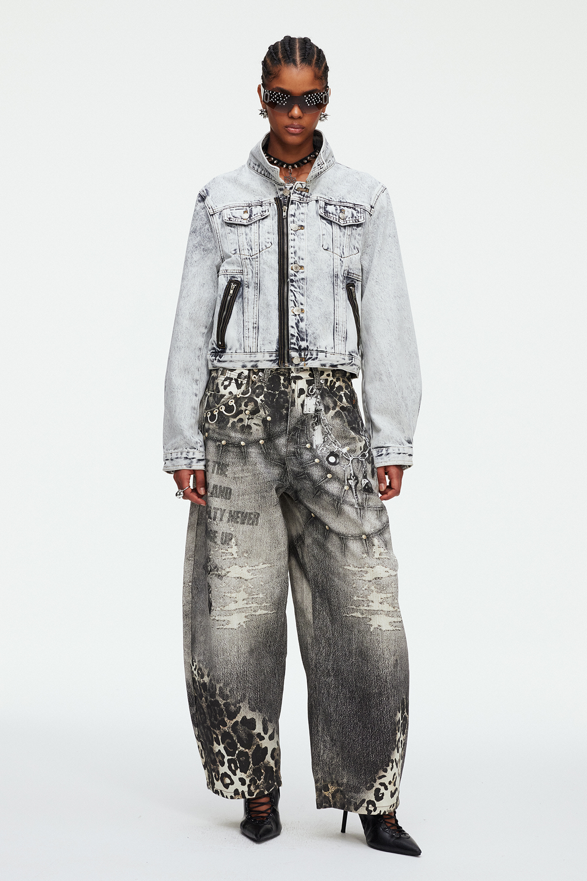 Citlali Print Leopard Baggy Jeans