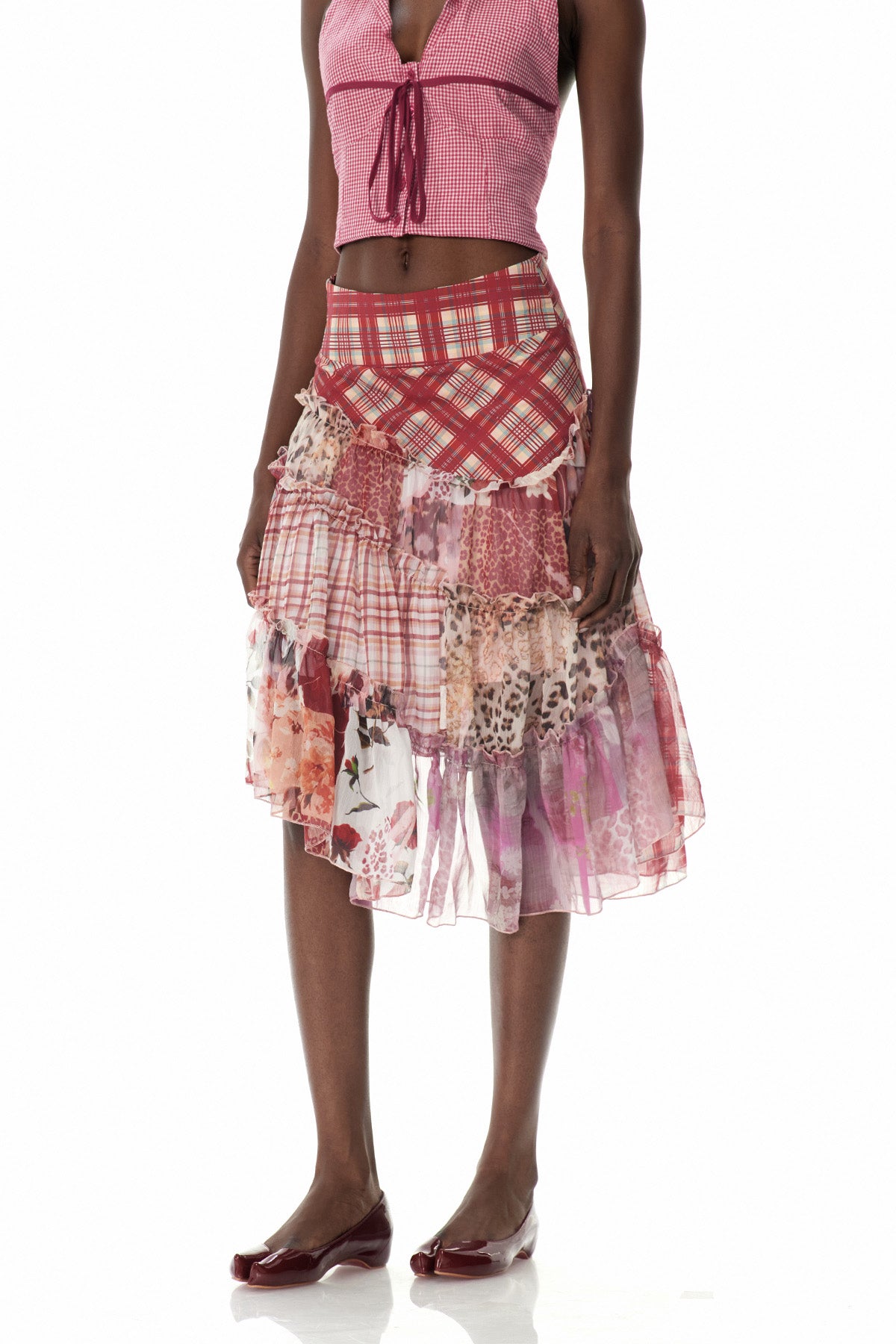 Clemency Asymmetric Patchwork Maxi Skirt