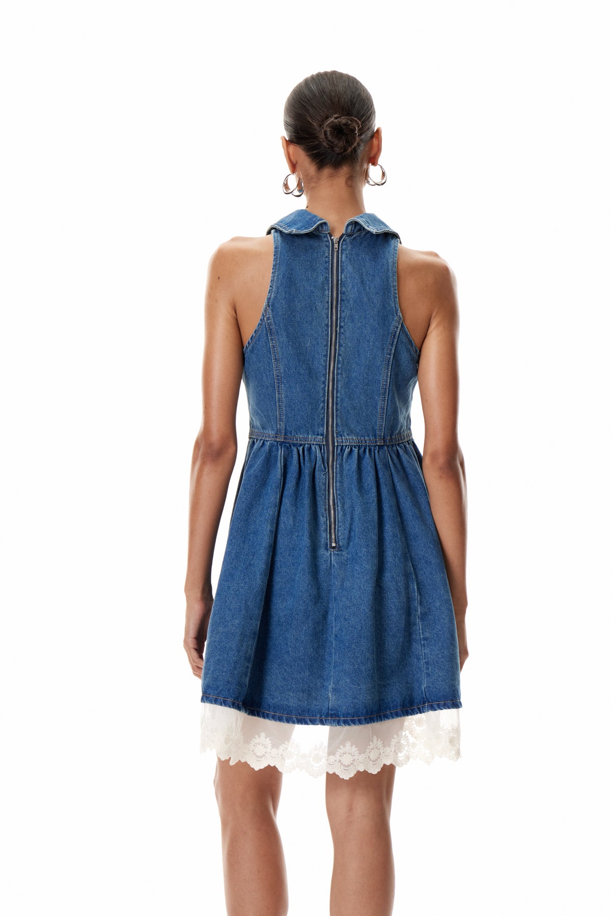 Cleo Sleeveless Ruffle Denim Mini Dress
