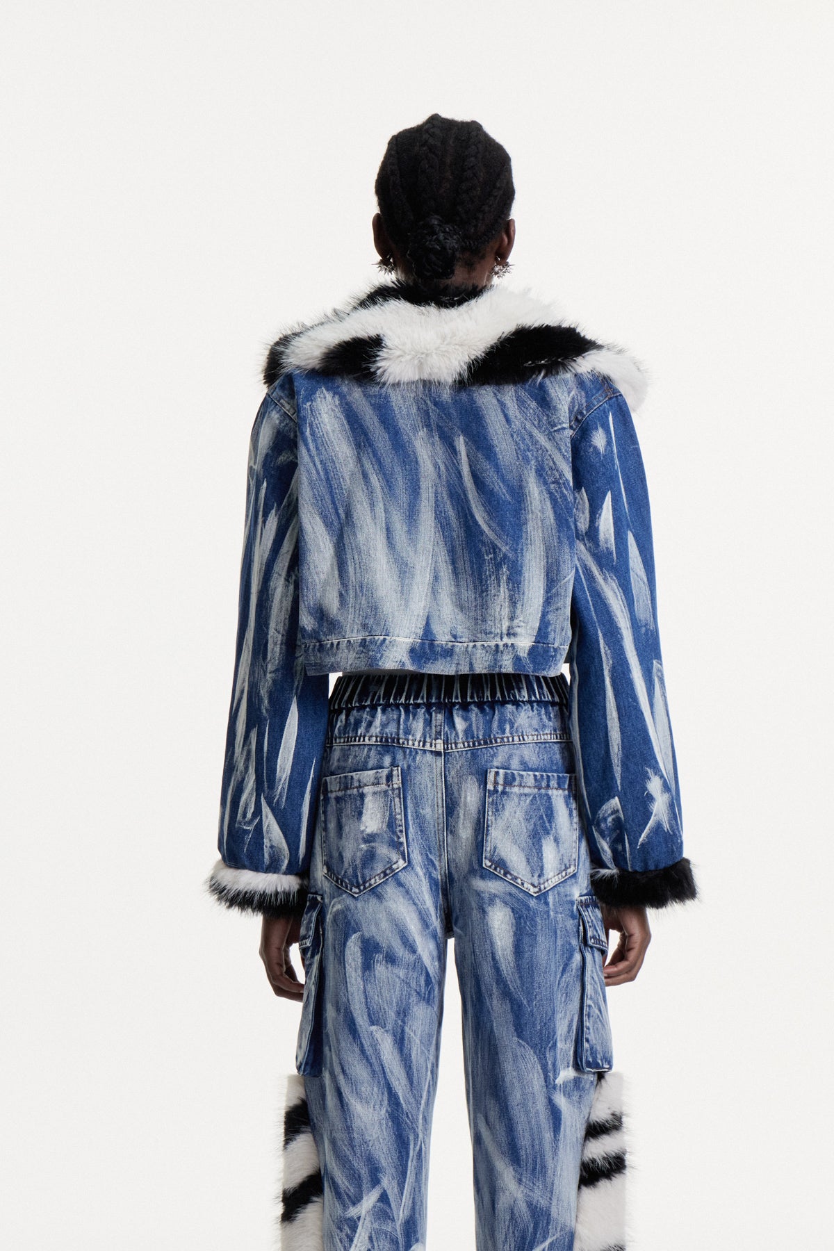 Colombe Print Faux Fur Denim Jacket