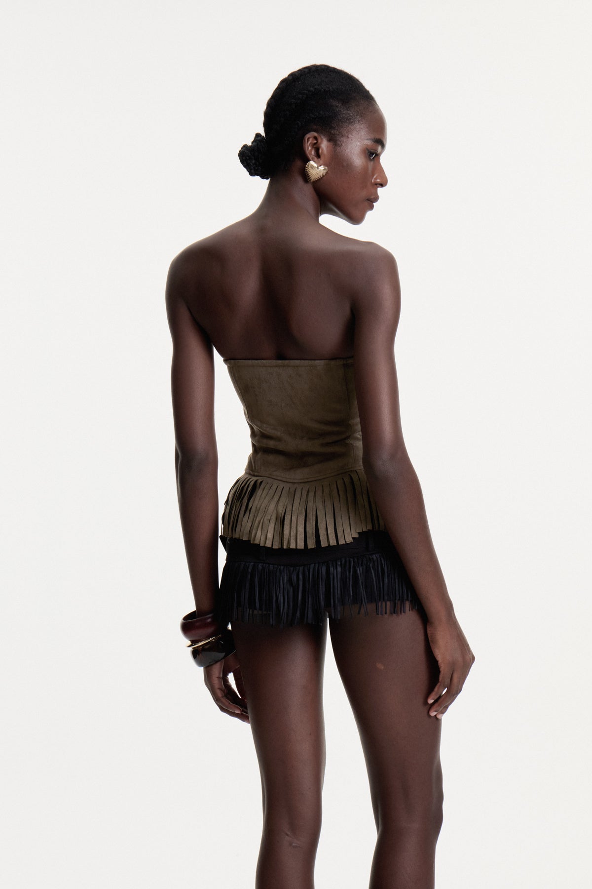 Colter Pearl Fringe Suede Top