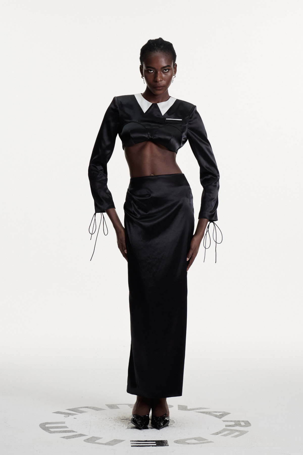 Conn Crop Satin Skirt Set