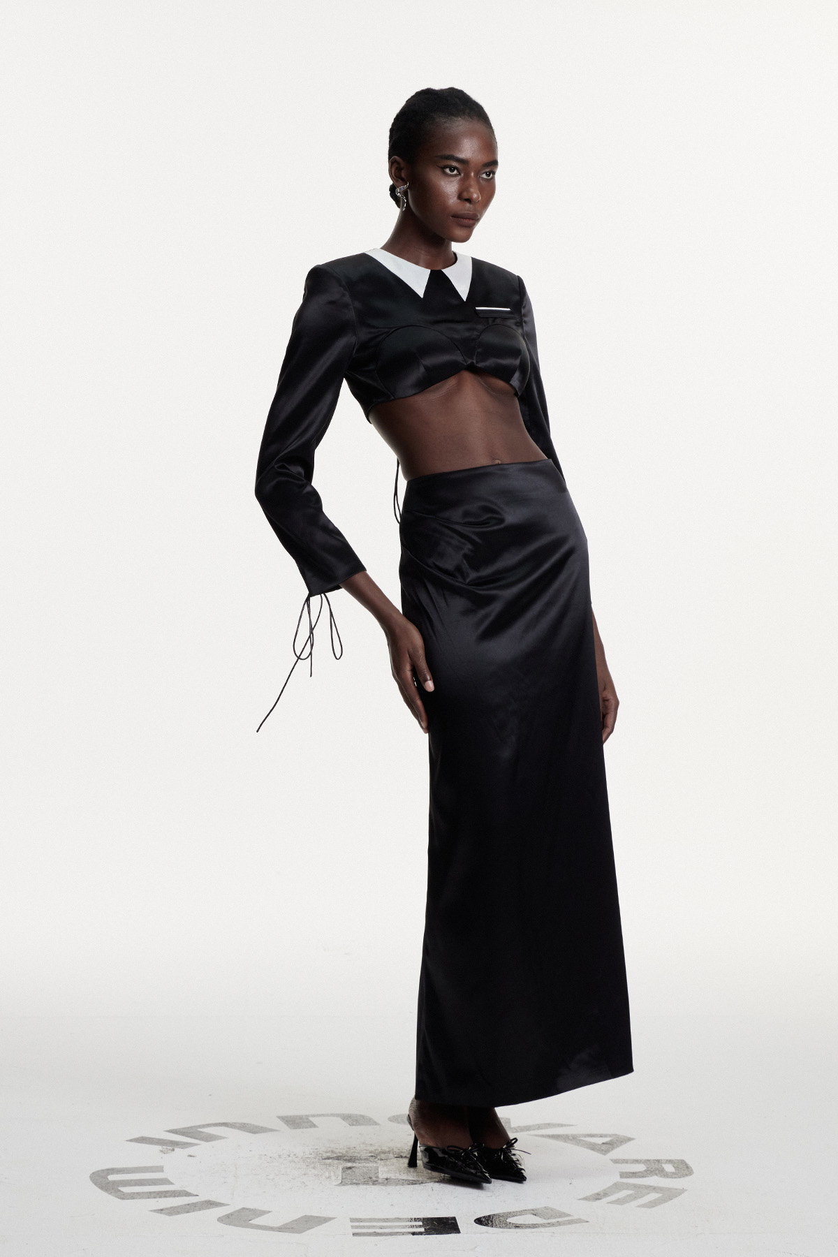 Conn Crop Satin Skirt Set