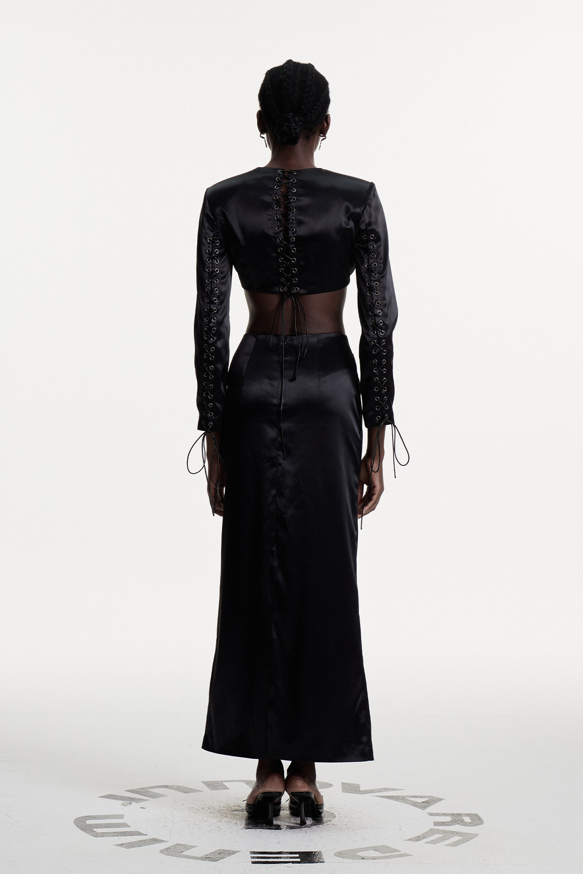 Conn Crop Satin Skirt Set