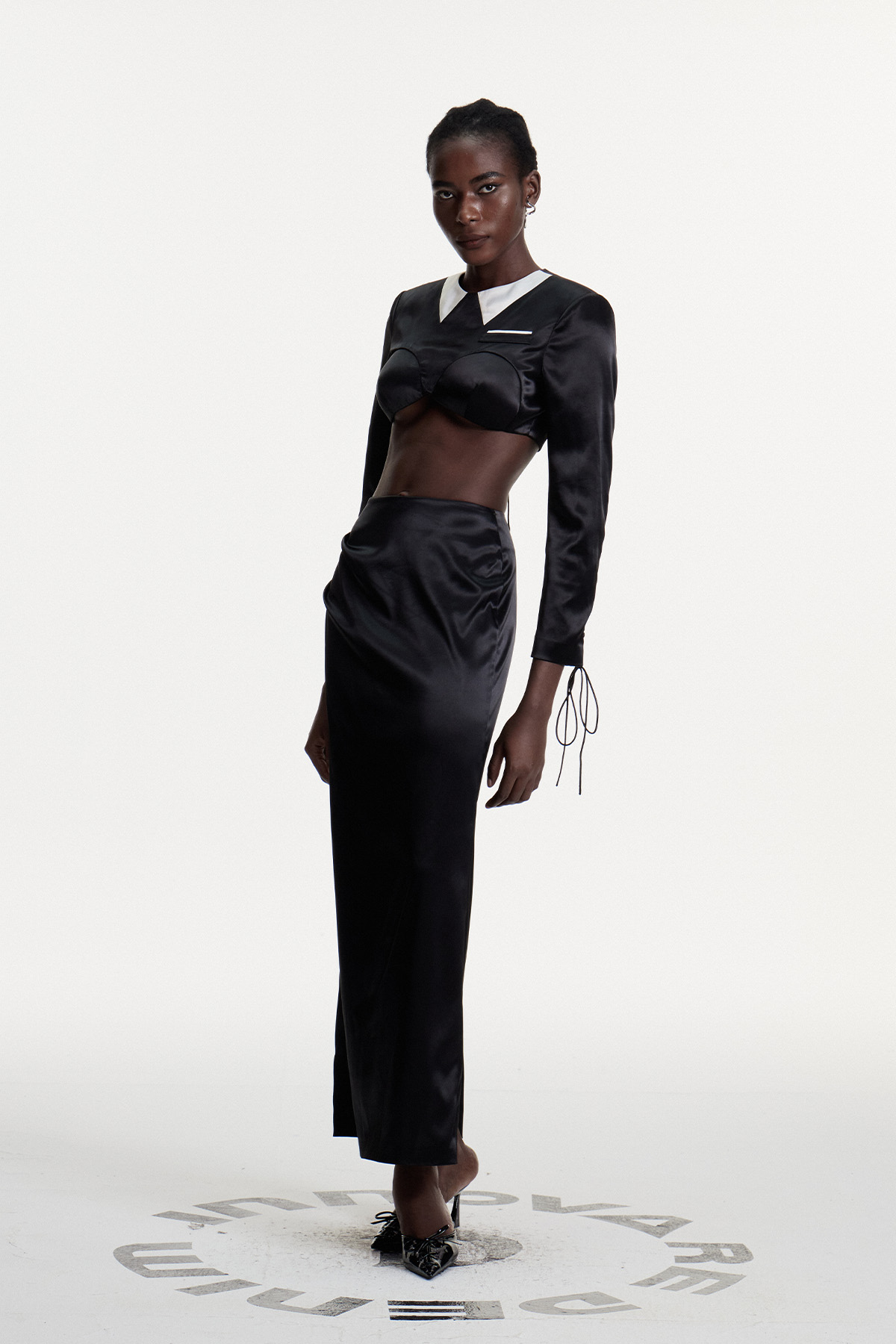 Conn Crop Satin Skirt Set