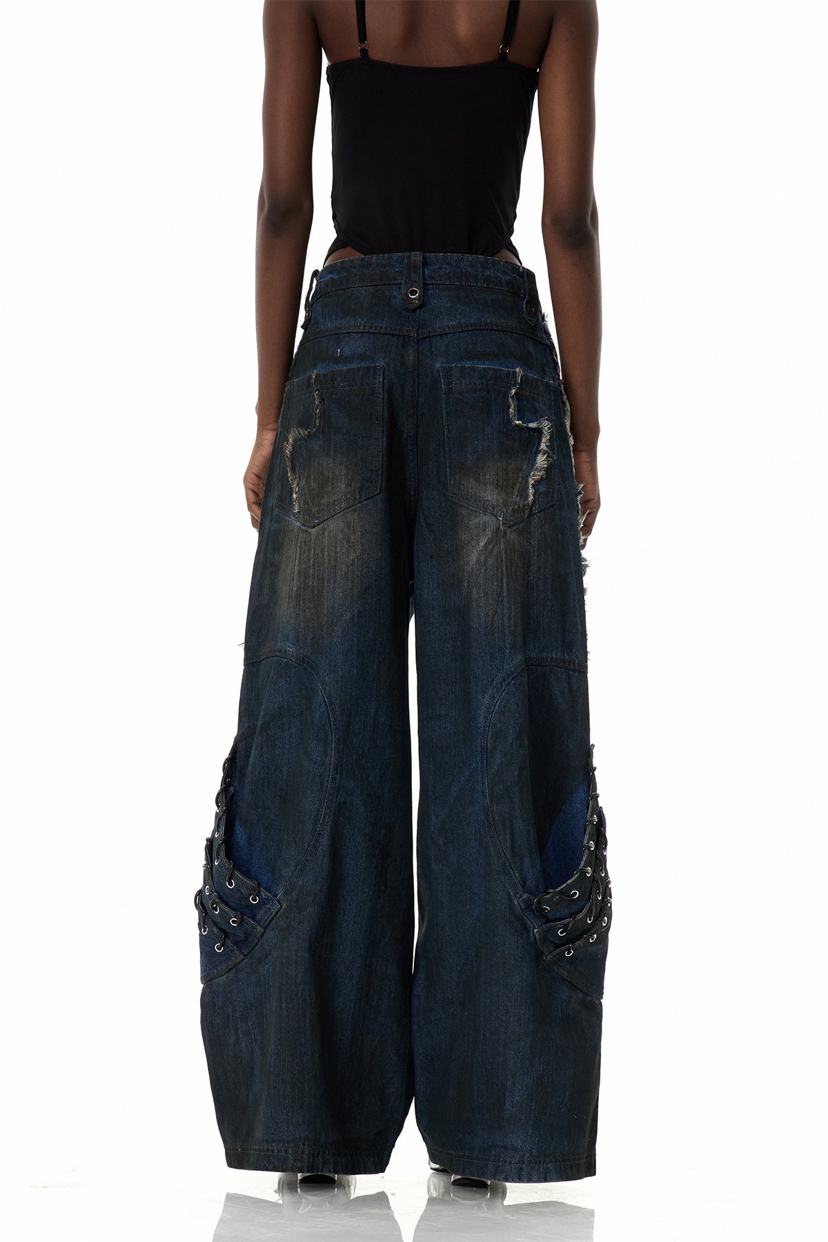 Courteney Deconstruct Fringe Jeans In Black