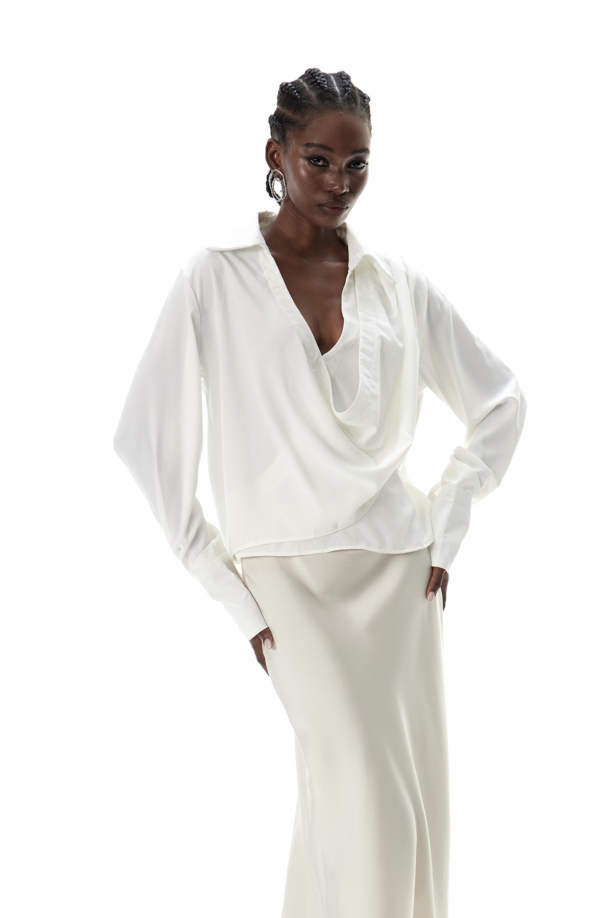 Cozbi Cowl Neck Ruch Shirt