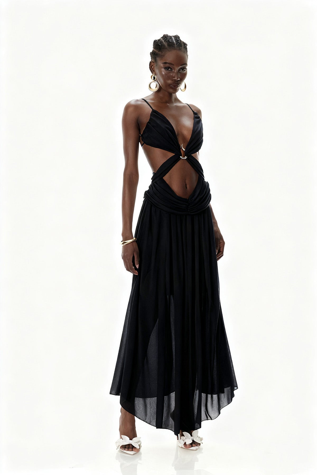Crawford Spaghetti Cutout Maxi Dress In Black
