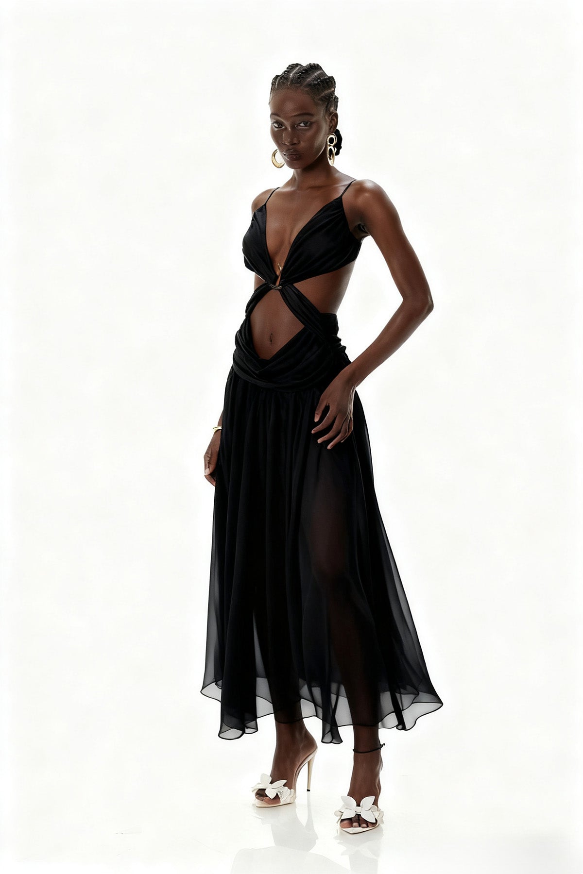 Crawford Spaghetti Cutout Maxi Dress In Black