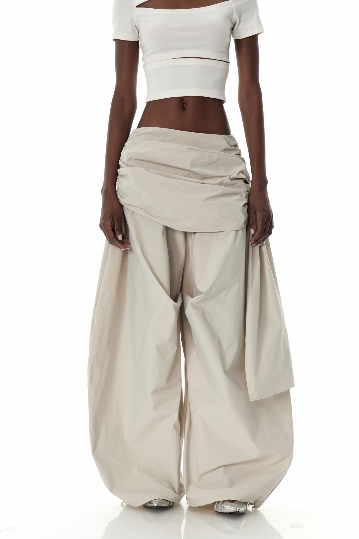 Creiddylad Ruch Drawstring Barrel Pants In Beige