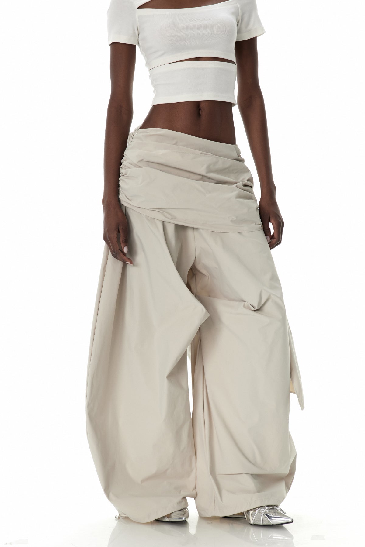 Creiddylad Ruch Drawstring Barrel Pants In Beige
