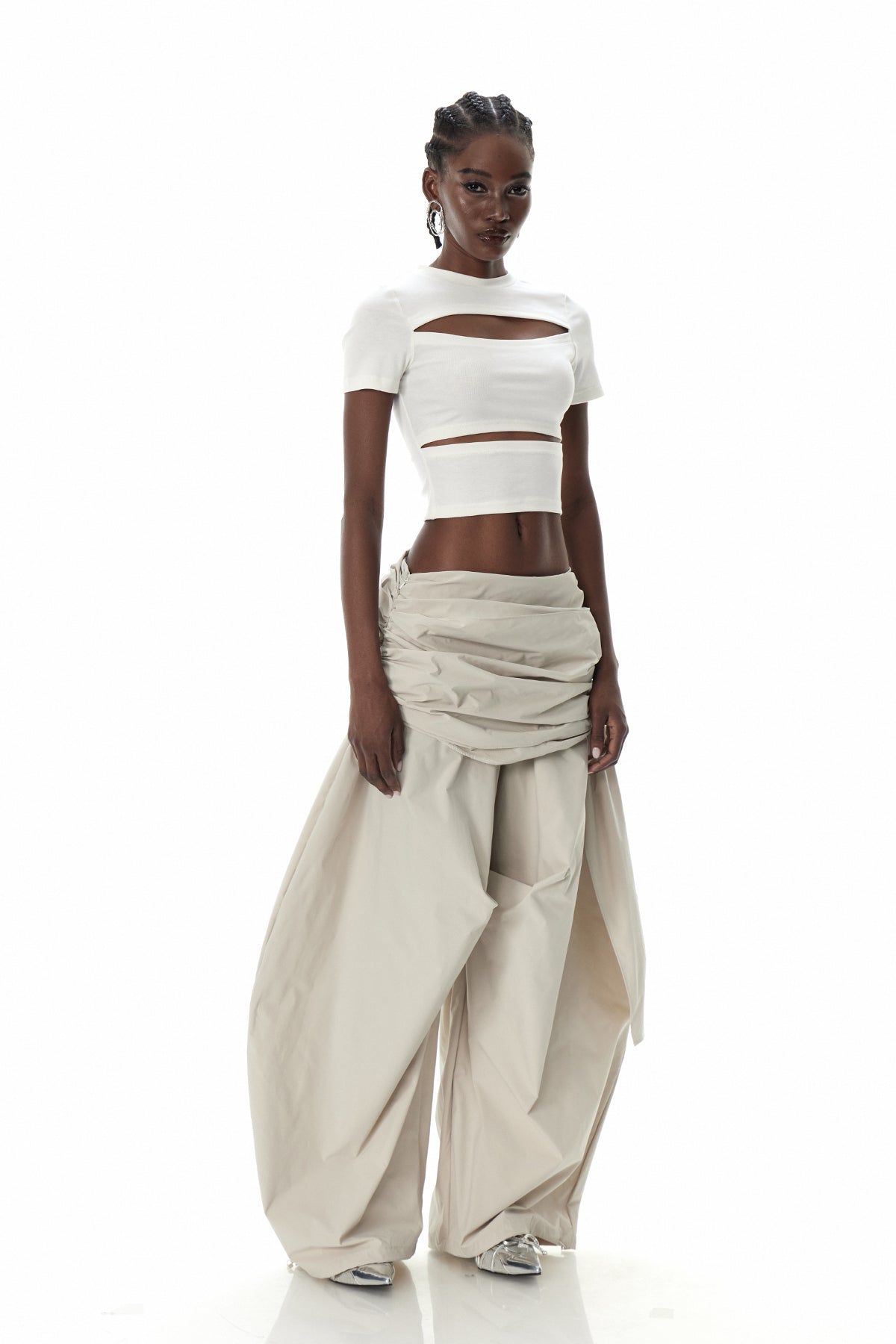 Creiddylad Ruch Drawstring Barrel Pants In Beige
