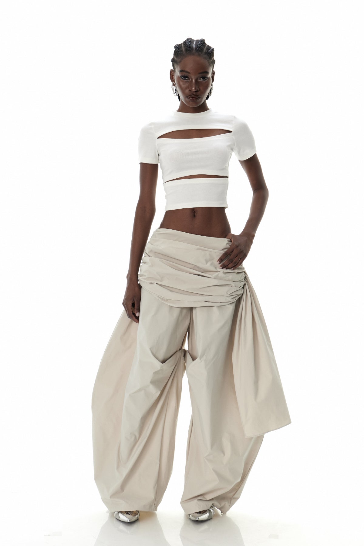 Creiddylad Ruch Drawstring Barrel Pants In Beige