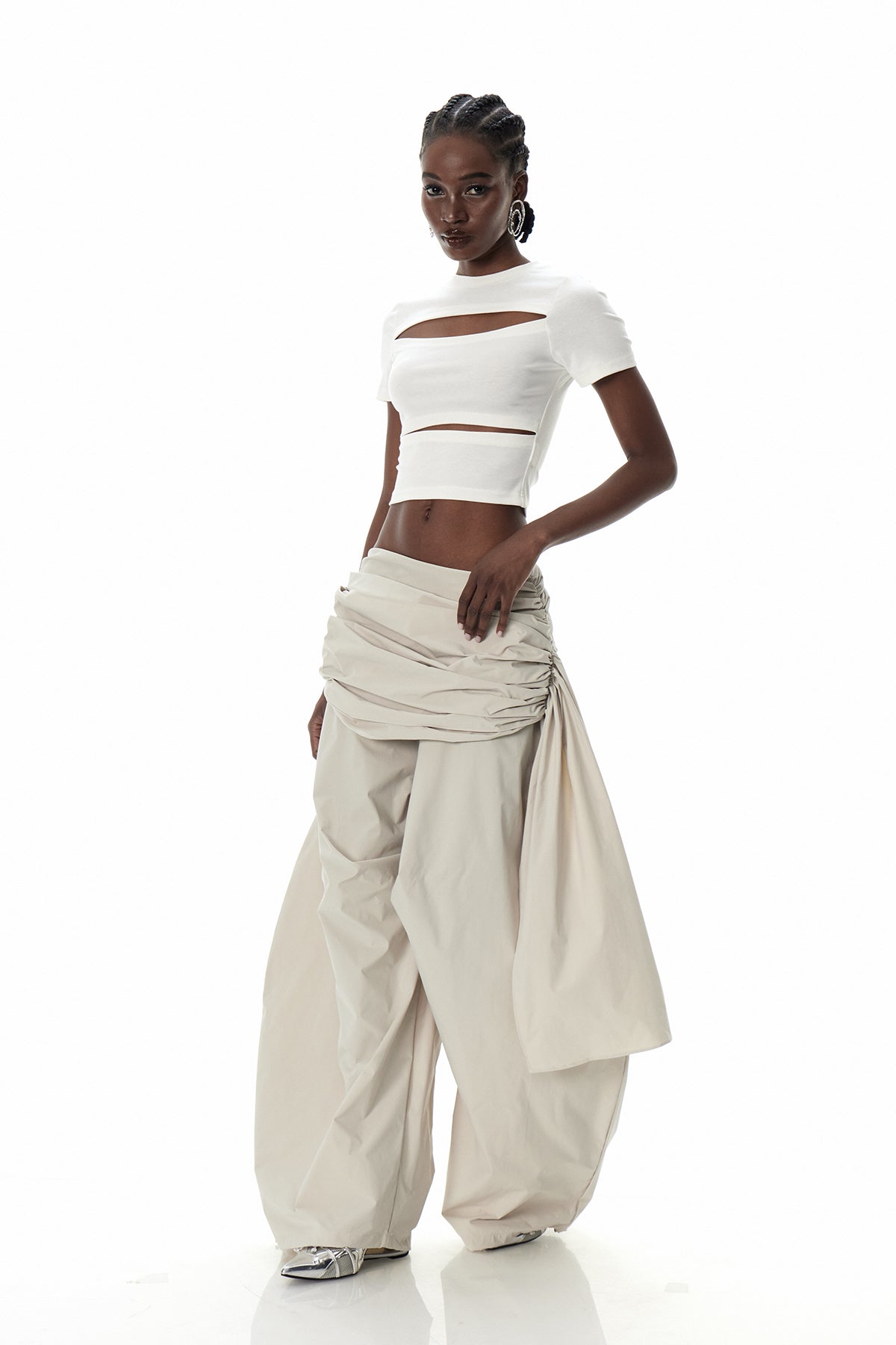 Creiddylad Ruch Drawstring Barrel Pants In Beige