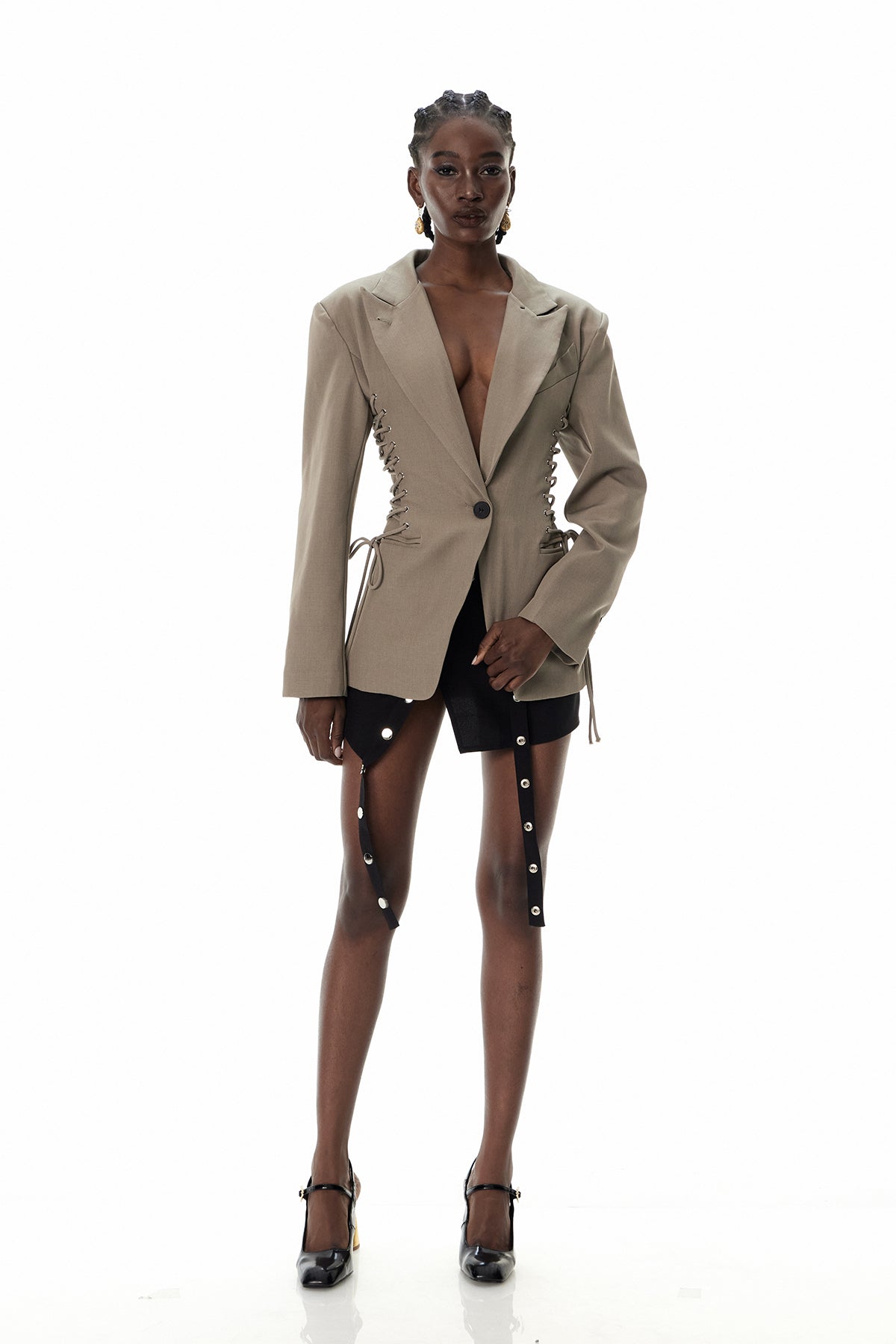 Crescenzo Lapel Lace Up Blazer