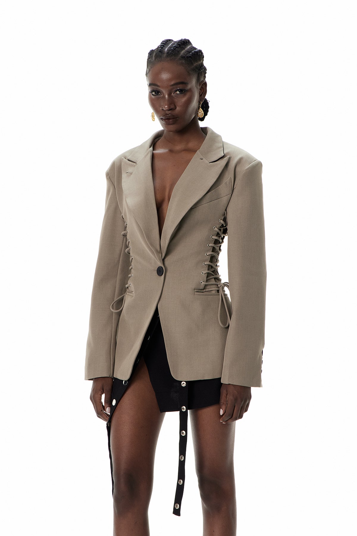 Crescenzo Lapel Lace Up Blazer