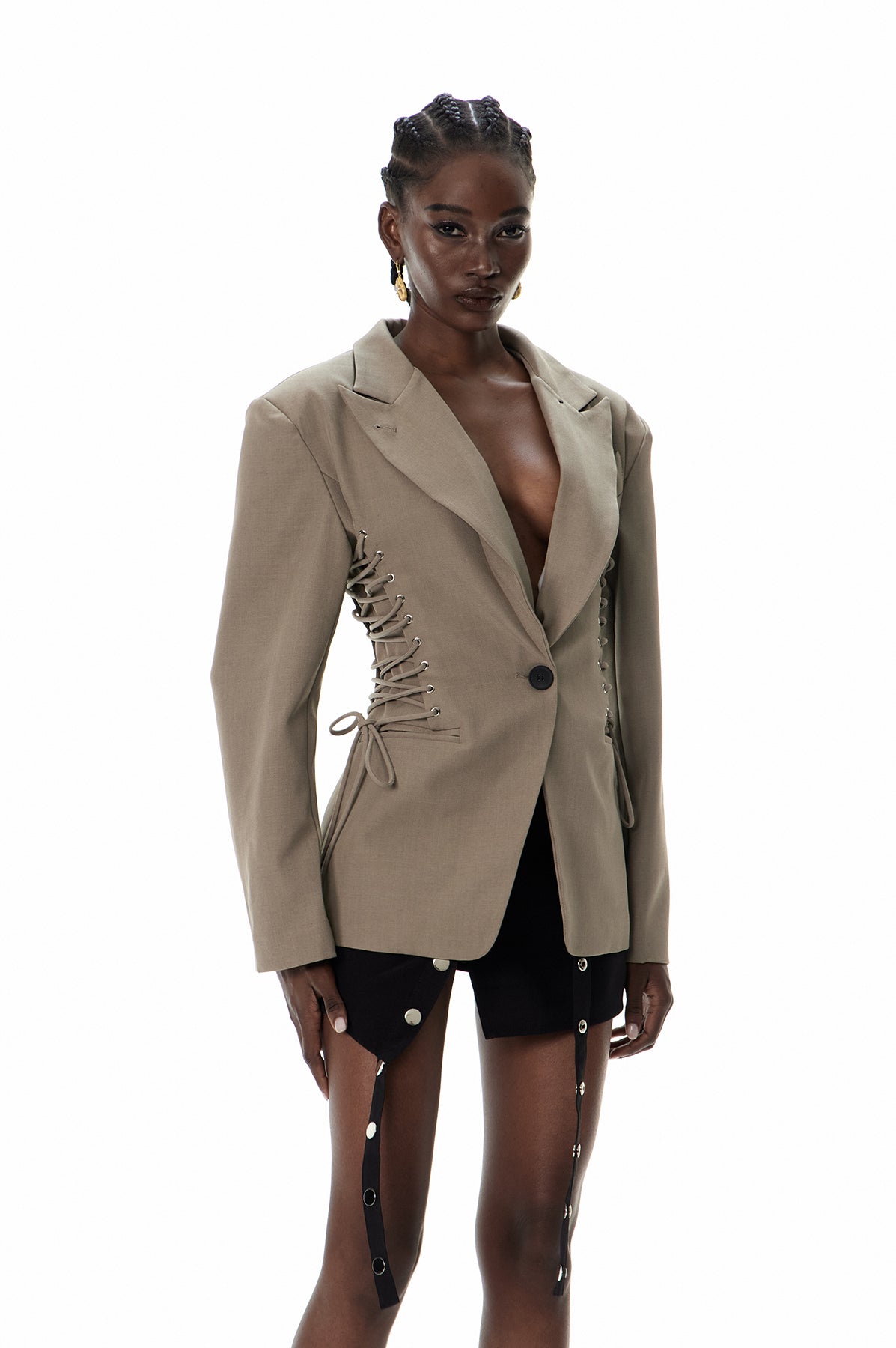 Crescenzo Lapel Lace Up Blazer