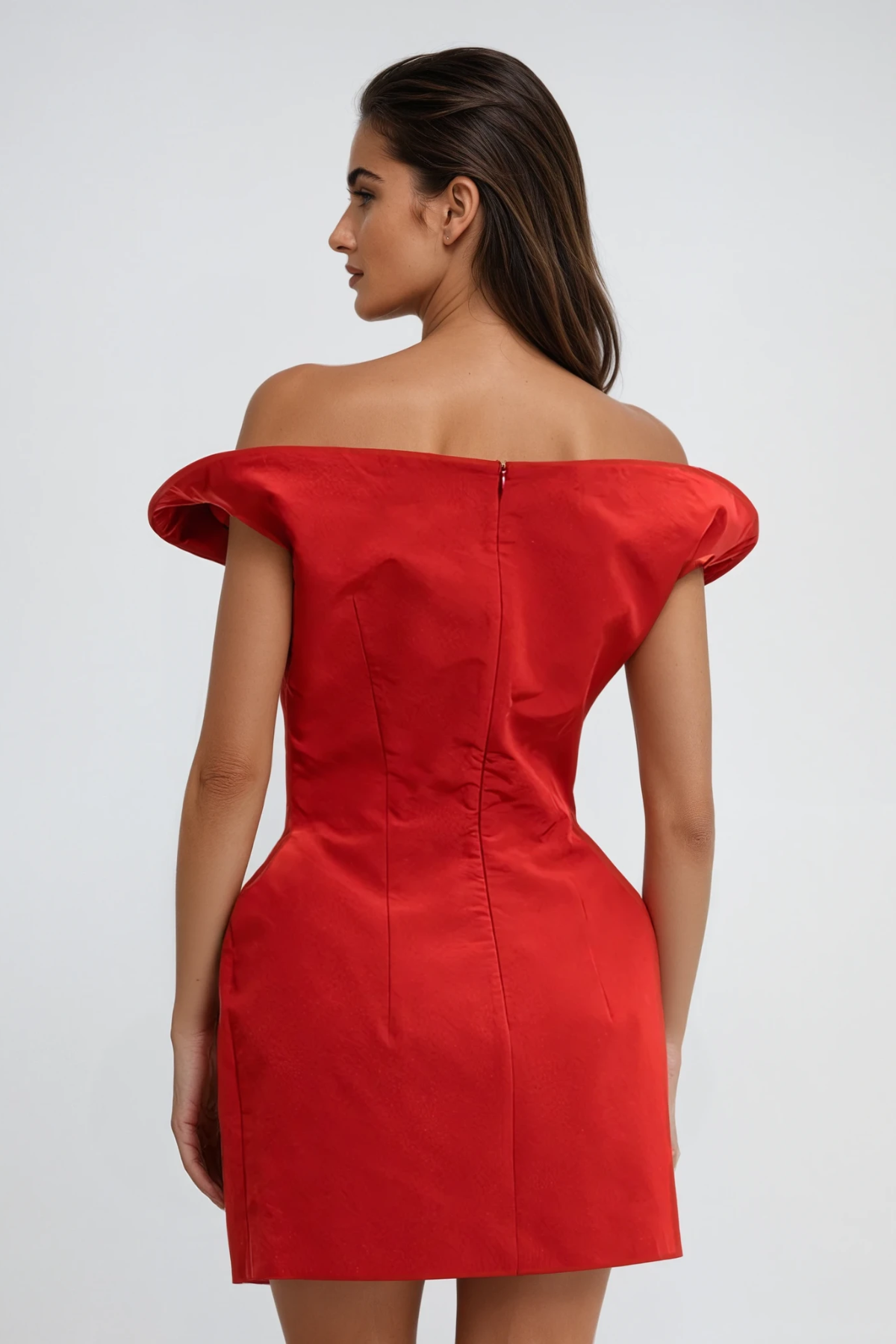 Crina Asymmetric Mini Dress In Red
