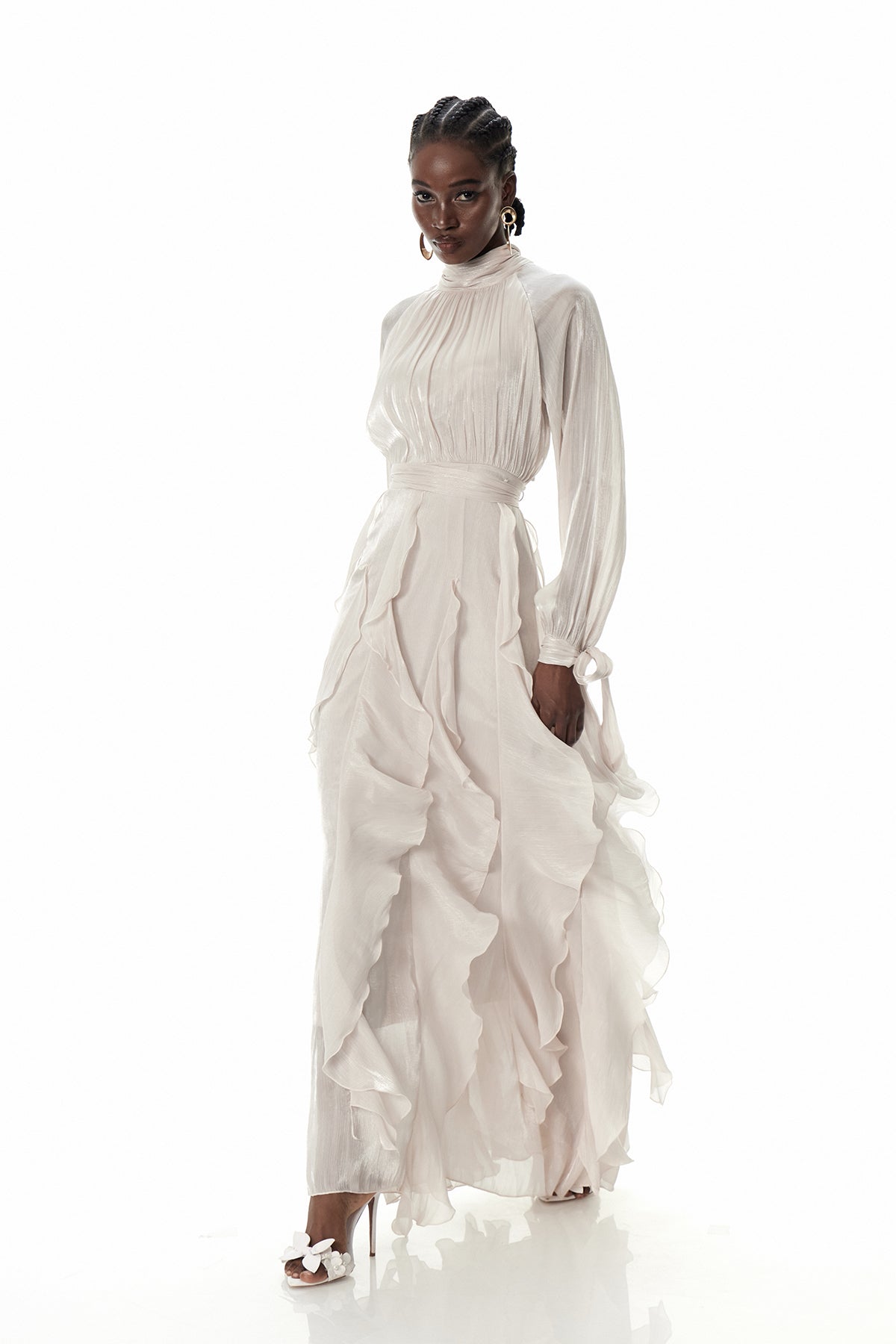 Criseyde Ruffle Ruch Maxi Dress