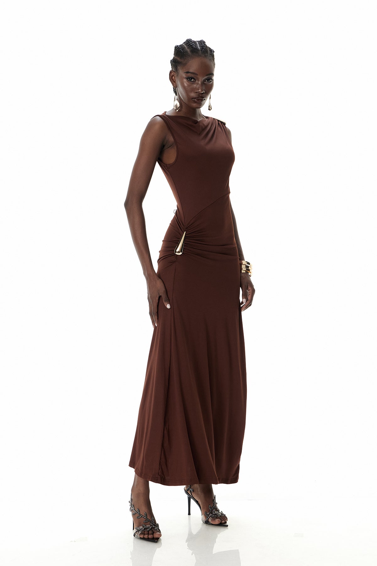 Cristiano Sleeveless Ruch Maxi Dress