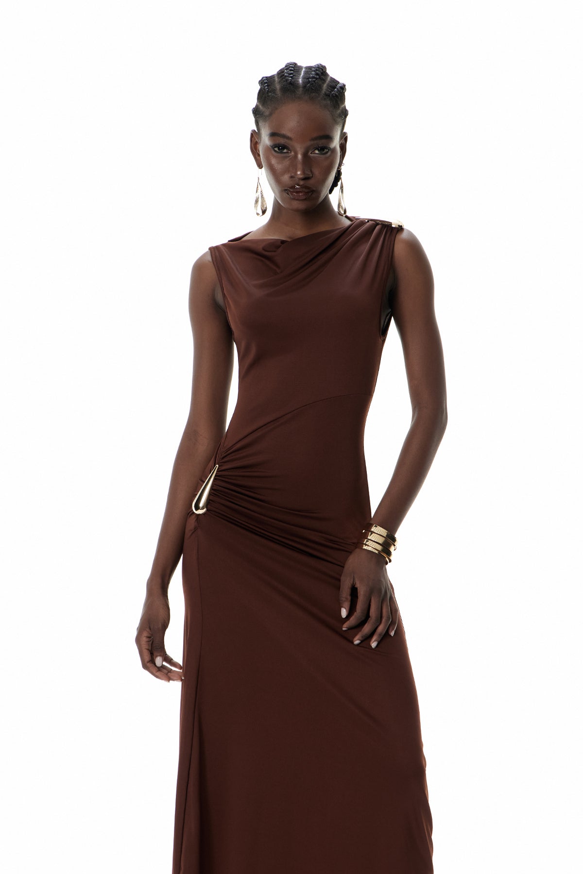 Cristiano Sleeveless Ruch Maxi Dress