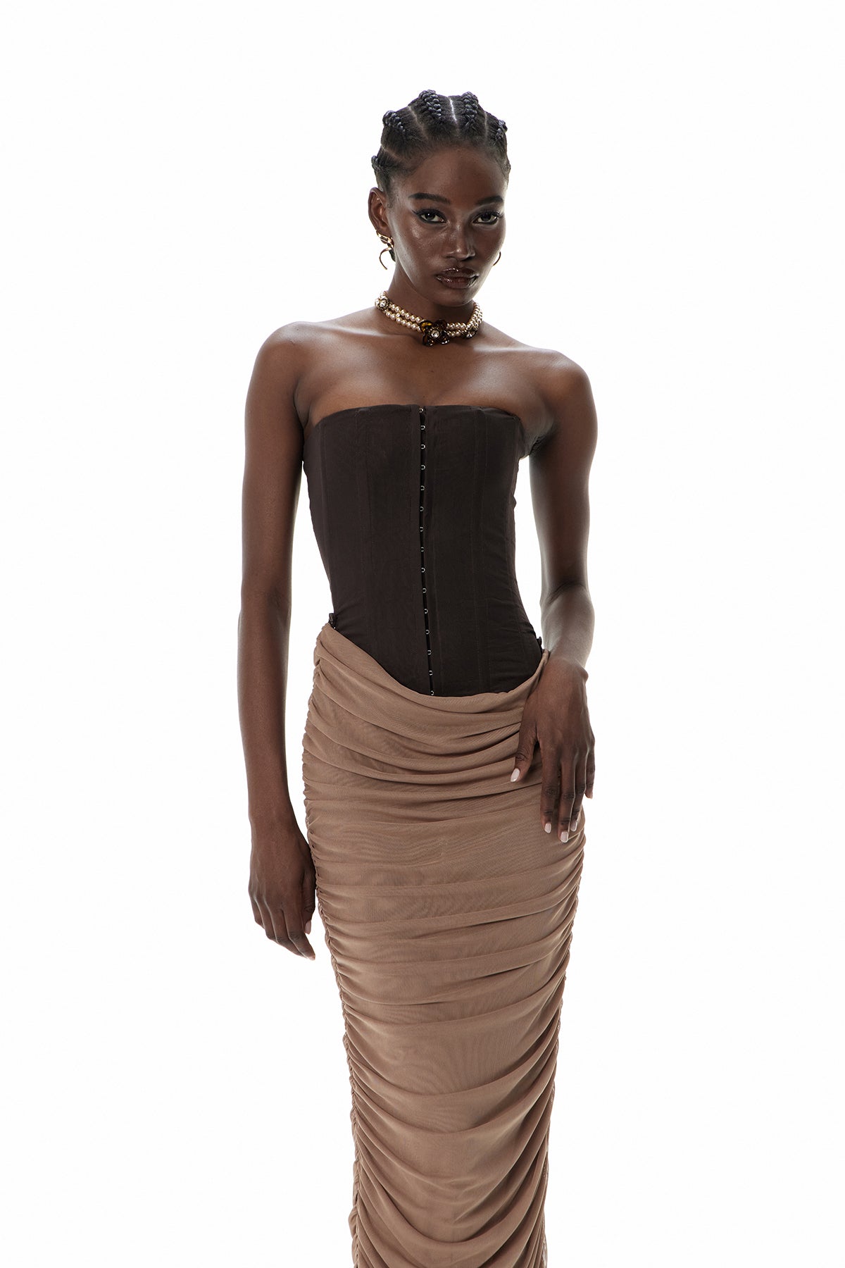 Cristina Corset Ruch Maxi Dress