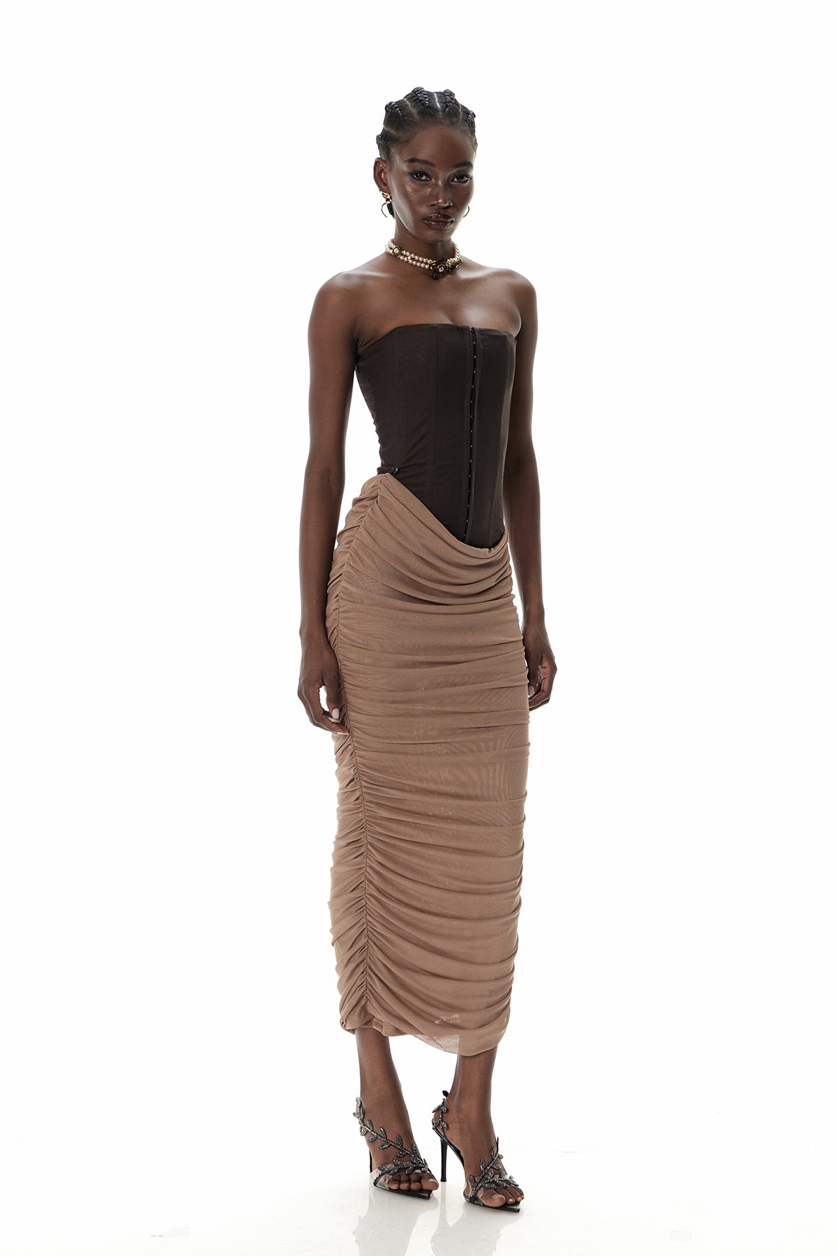 Cristina Corset Ruch Maxi Dress