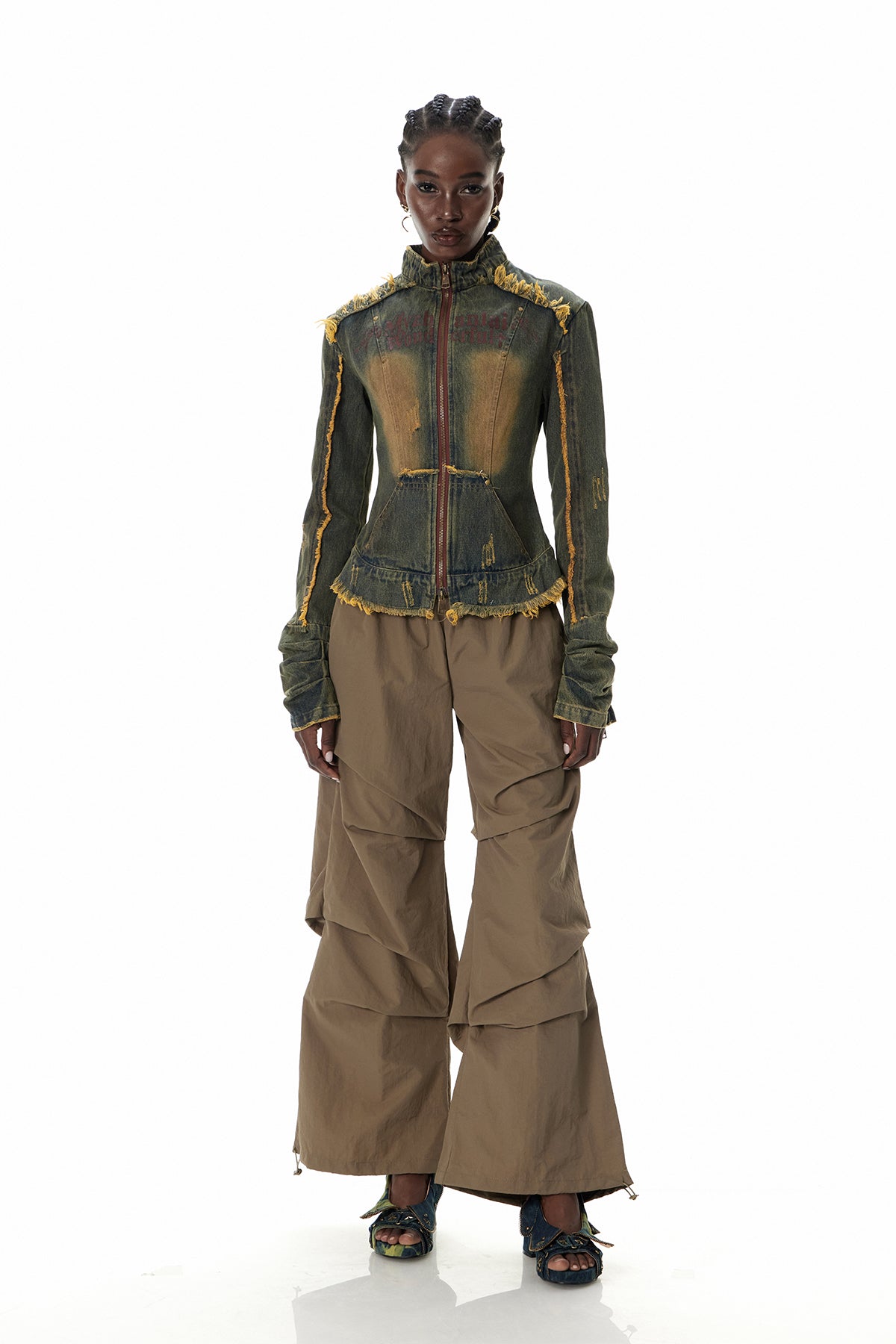 Cristyn Fringe Ruch Denim Top