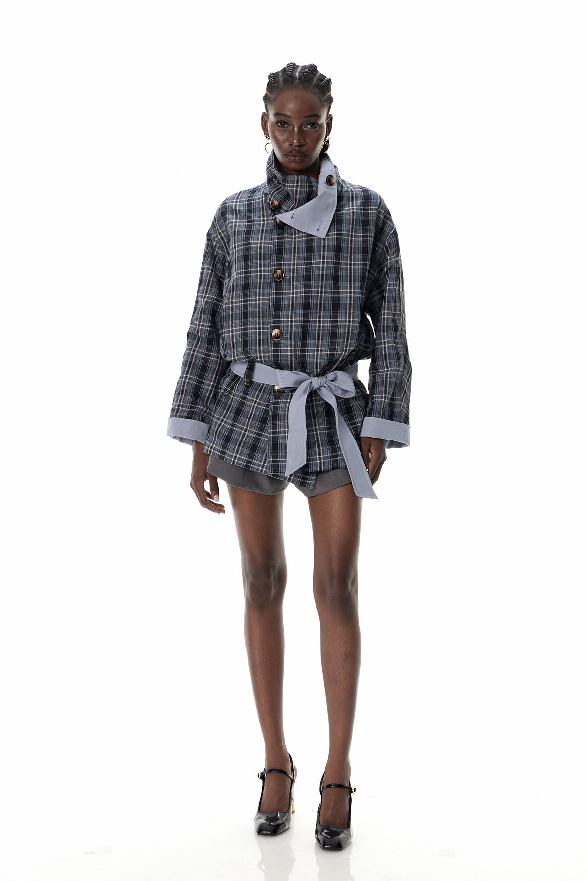 Crocifissa Grid Stand Collar Jacket