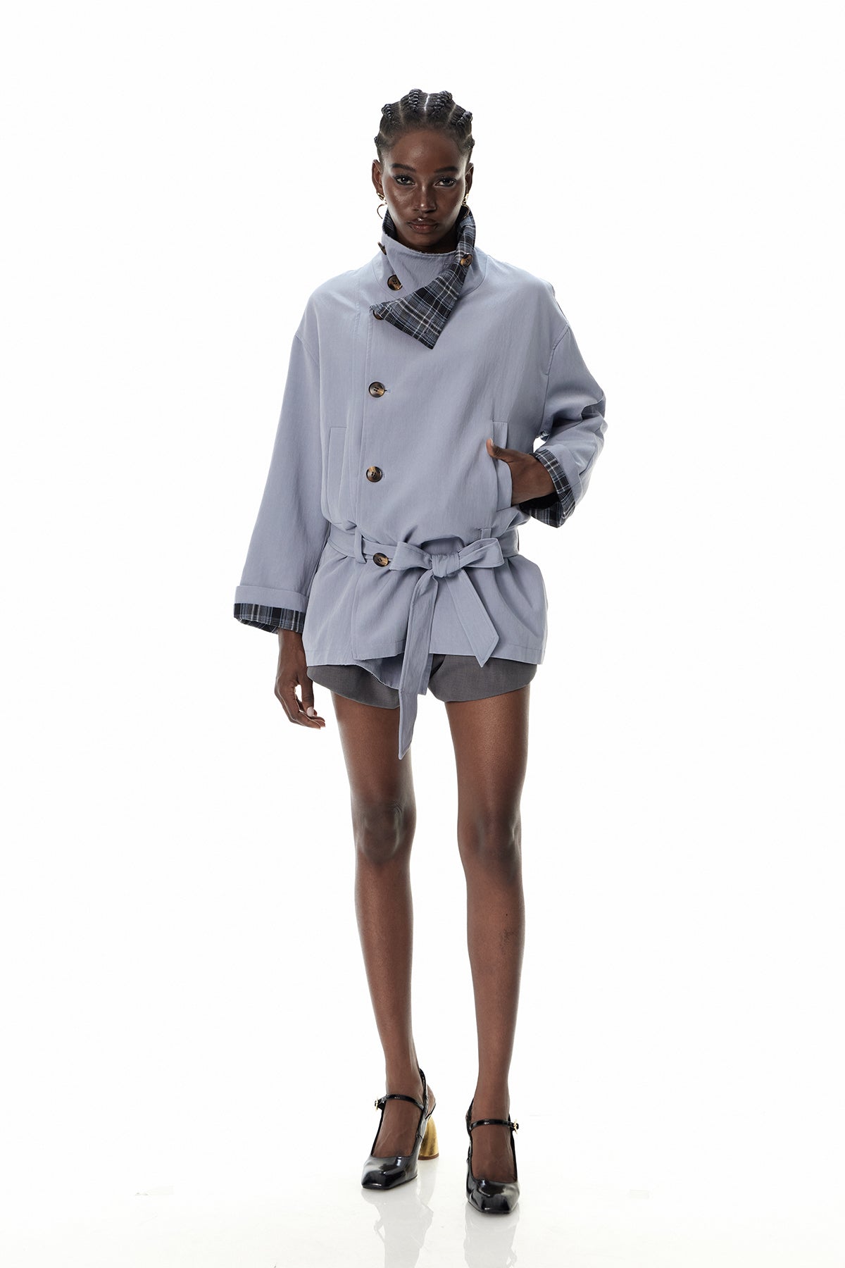 Crocifissa Grid Stand Collar Jacket