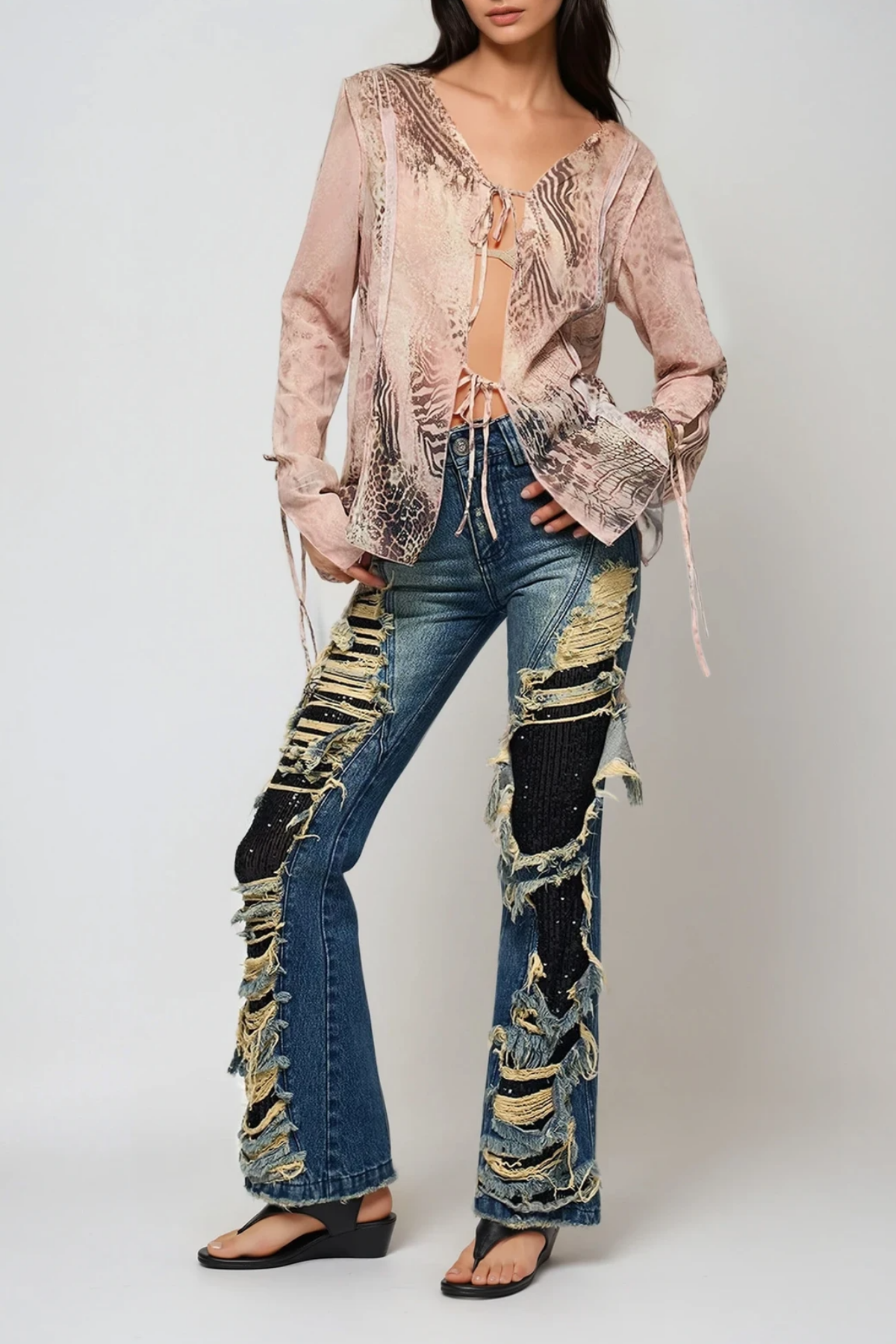 Csaba Ripped Sequin Jeans