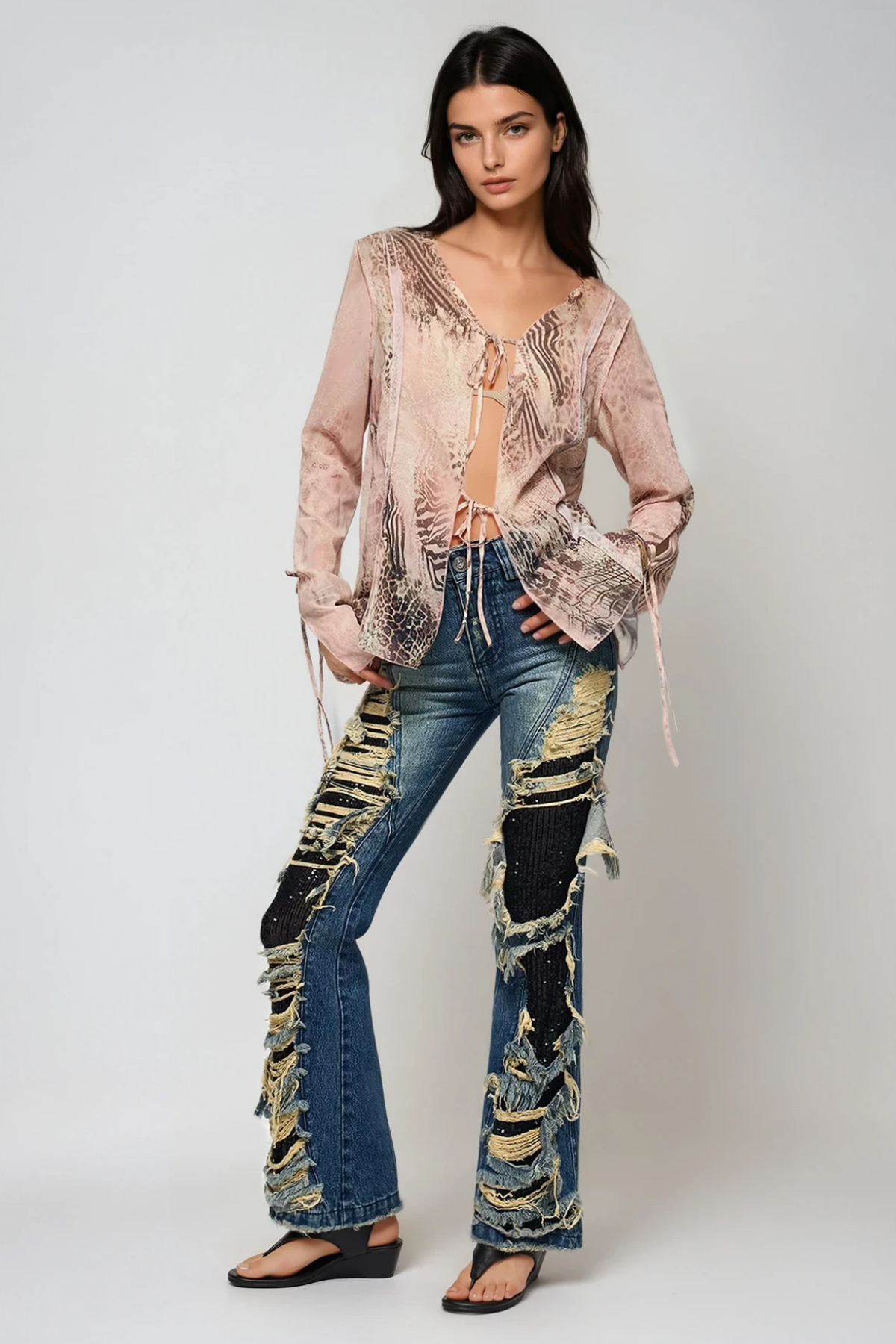 Csaba Ripped Sequin Jeans