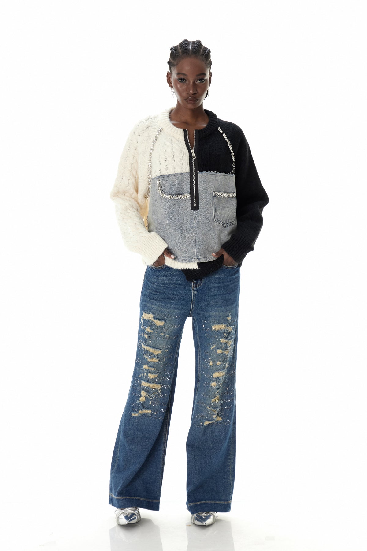 Csilla Deconstruct Crystal Jacket In Black