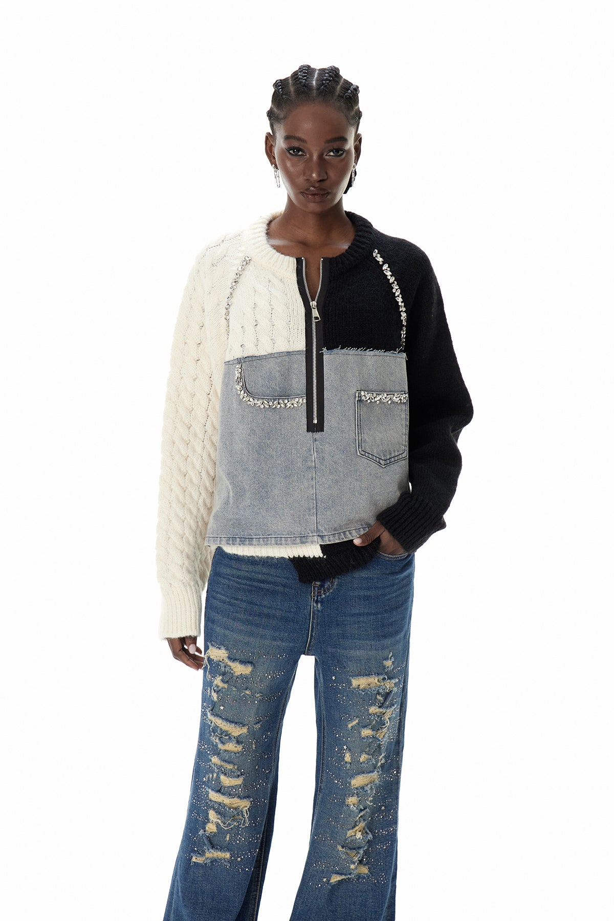 Csilla Deconstruct Crystal Jacket In Black