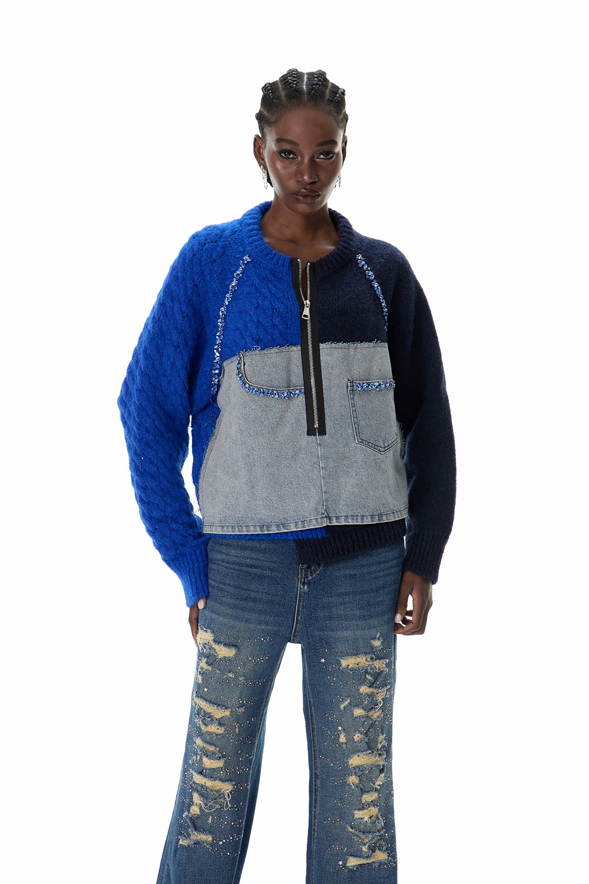 Csilla Deconstruct Crystal Jacket In Blue
