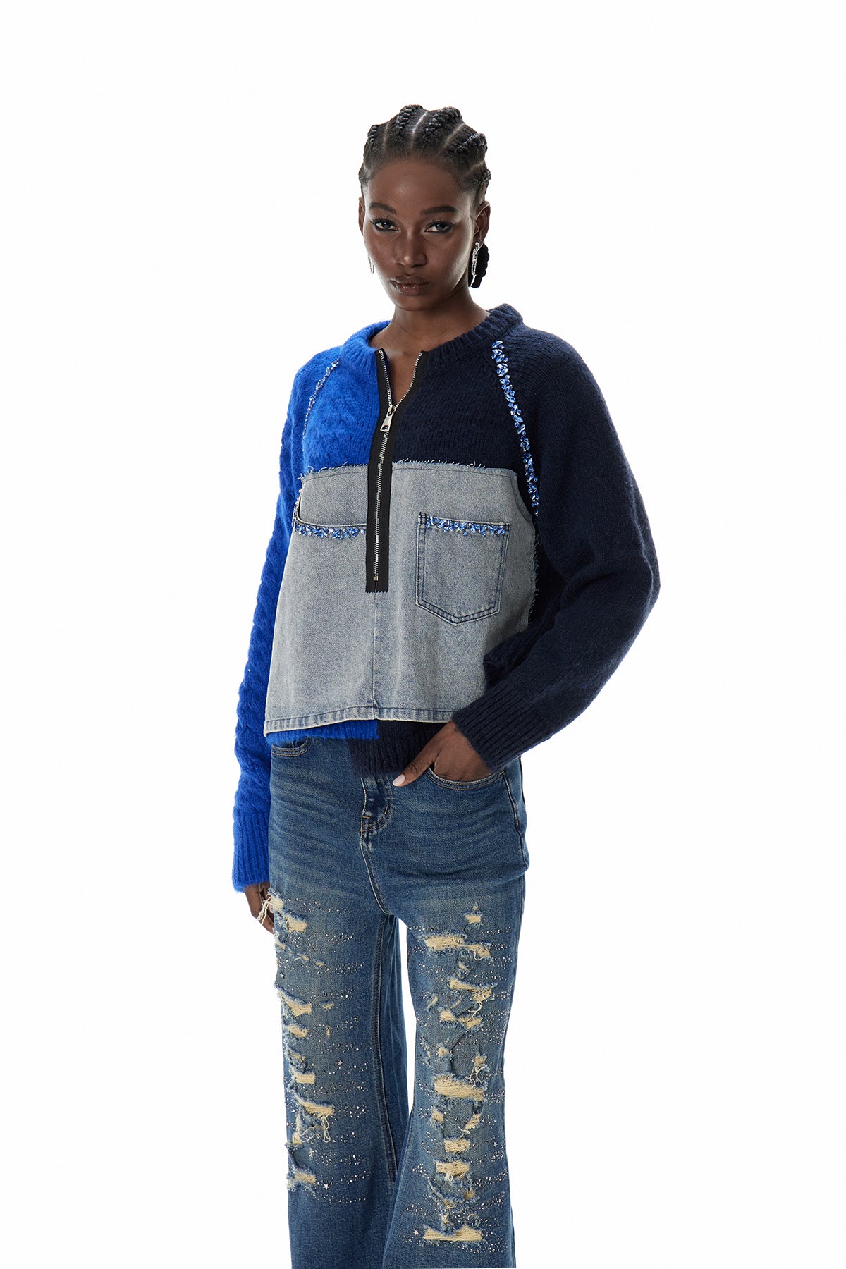 Csilla Deconstruct Crystal Jacket In Blue