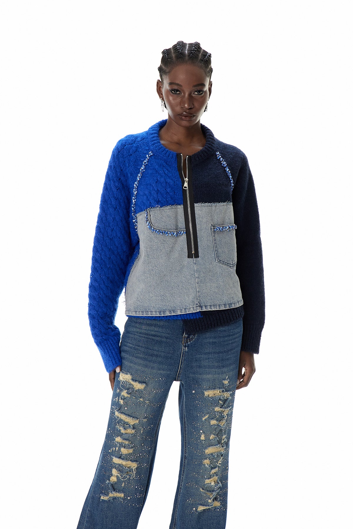 Csilla Deconstruct Crystal Jacket In Blue