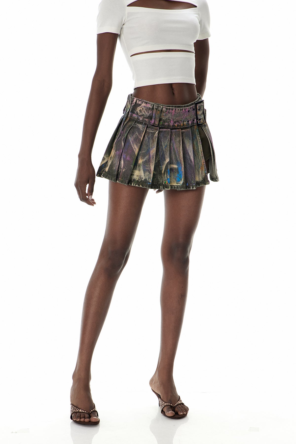 Cua Tie Dye Split Denim Mini Skirt