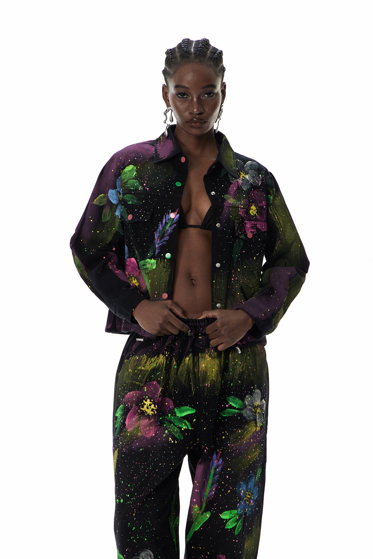 Curran Graffiti Floral Denim Jacket