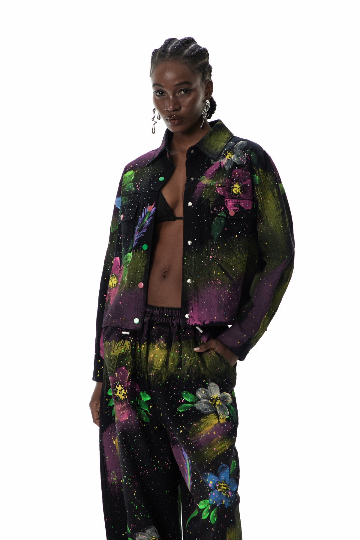 Curran Graffiti Floral Denim Jacket