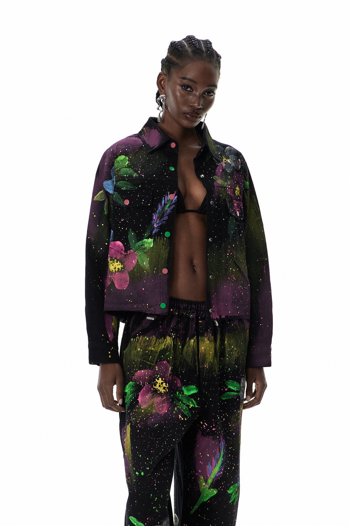 Curran Graffiti Floral Denim Jacket