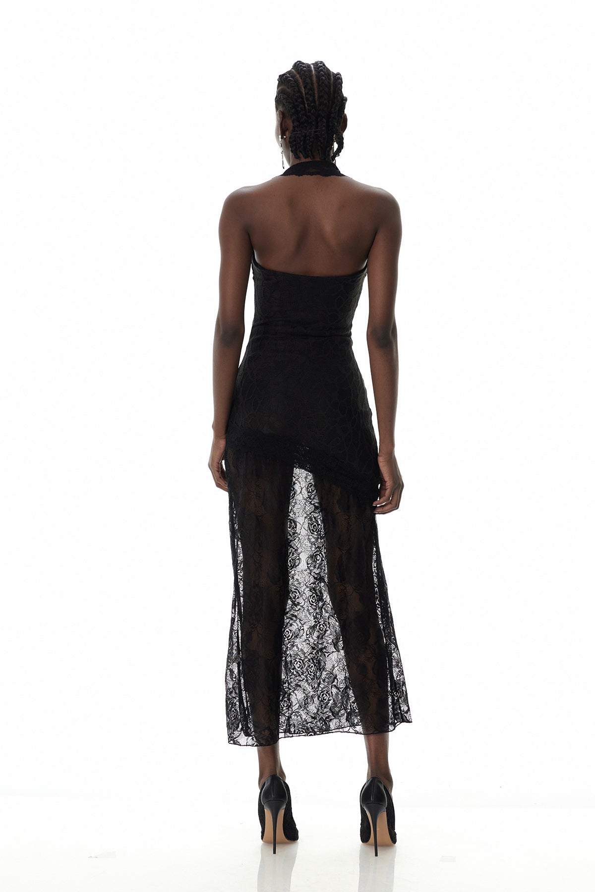 Curro Halter Neck Lace Maxi Dress