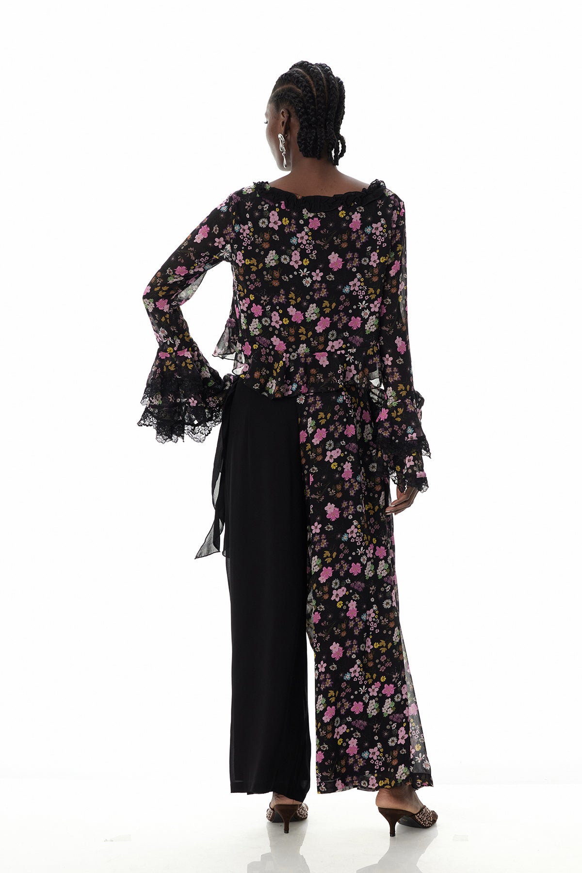 Cusmaan Floral Ruffle Pants Set