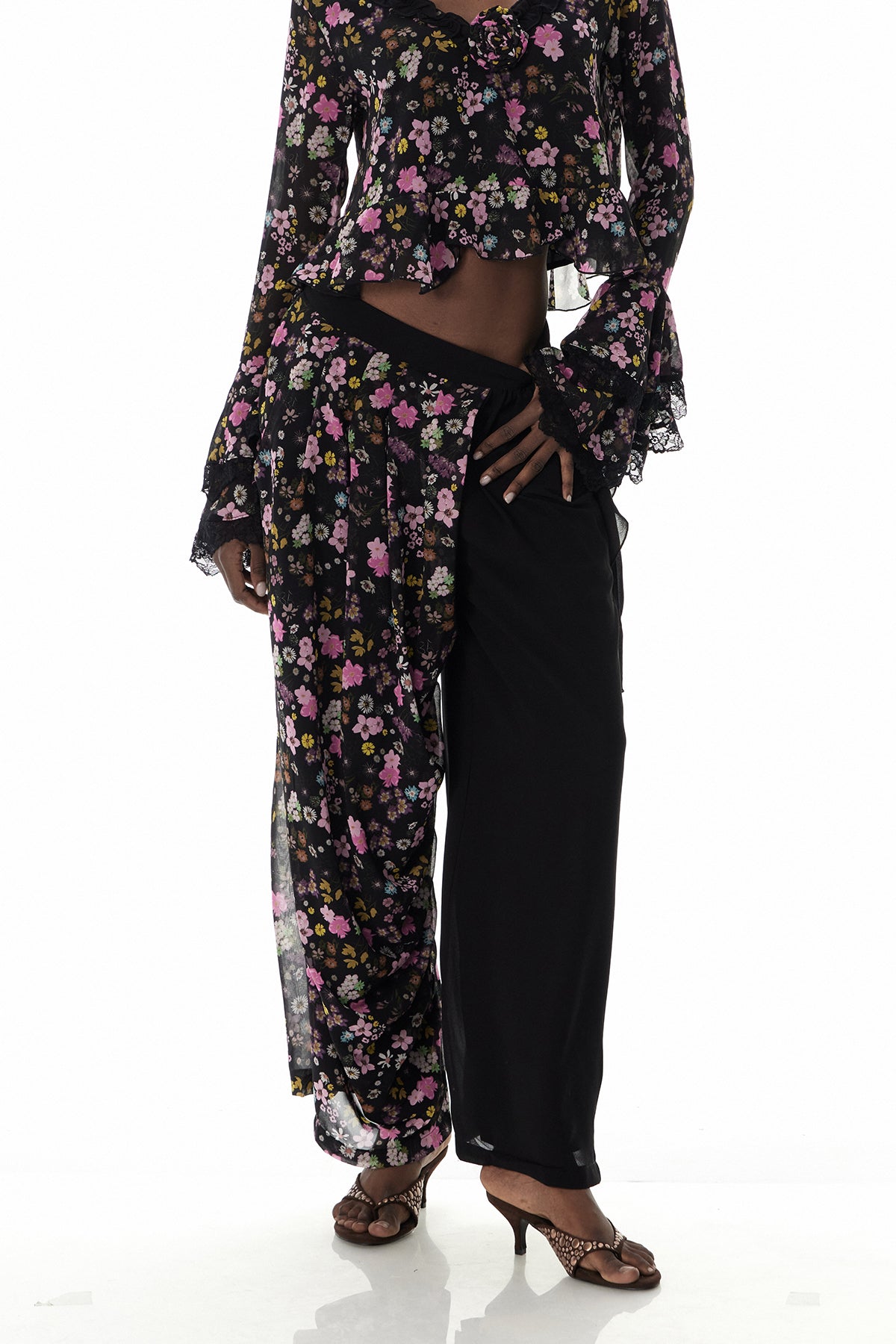 Cusmaan Floral Ruffle Pants Set
